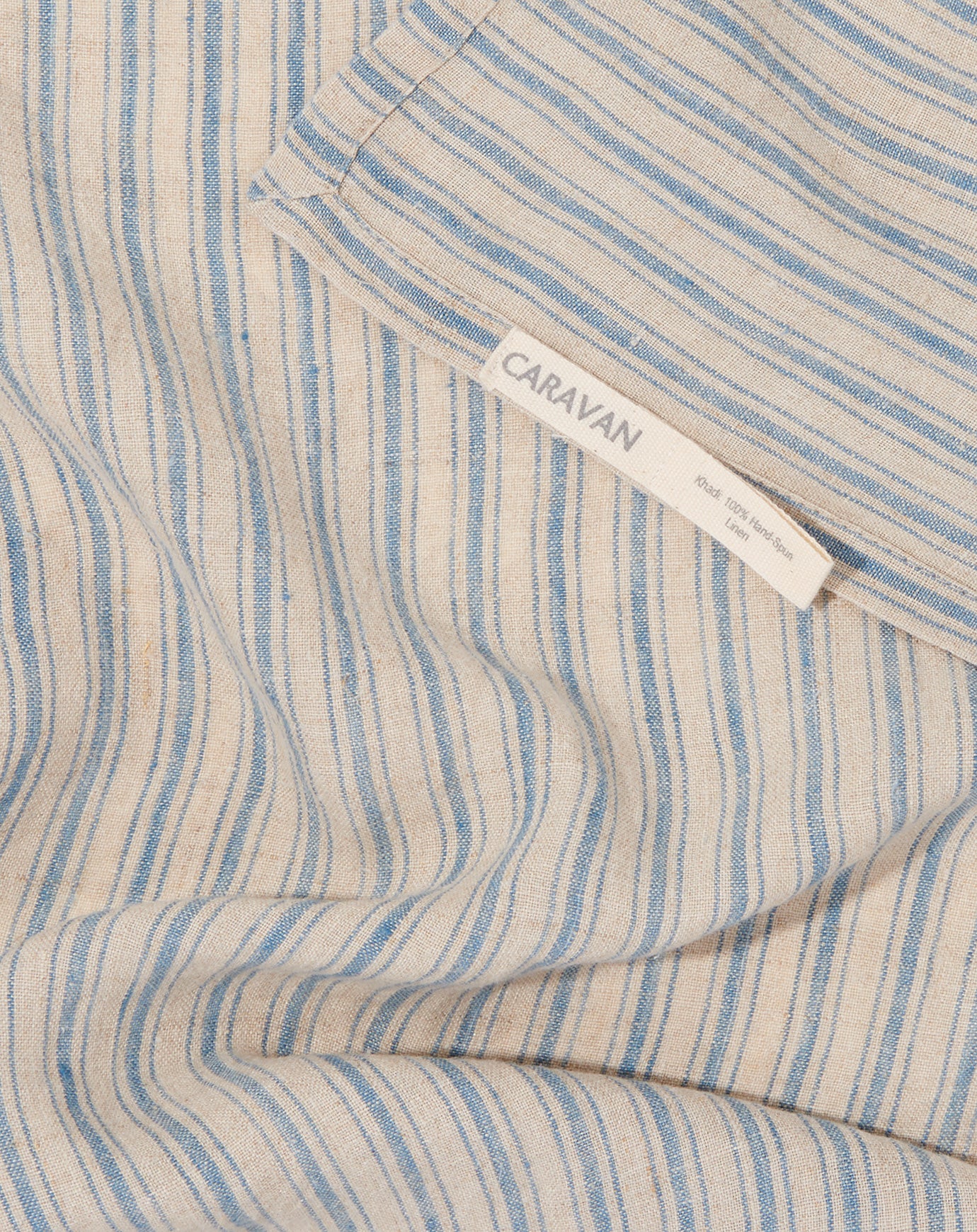 Caravan Boat Stripe Linen Towels in Natural and Blue, Set of 2