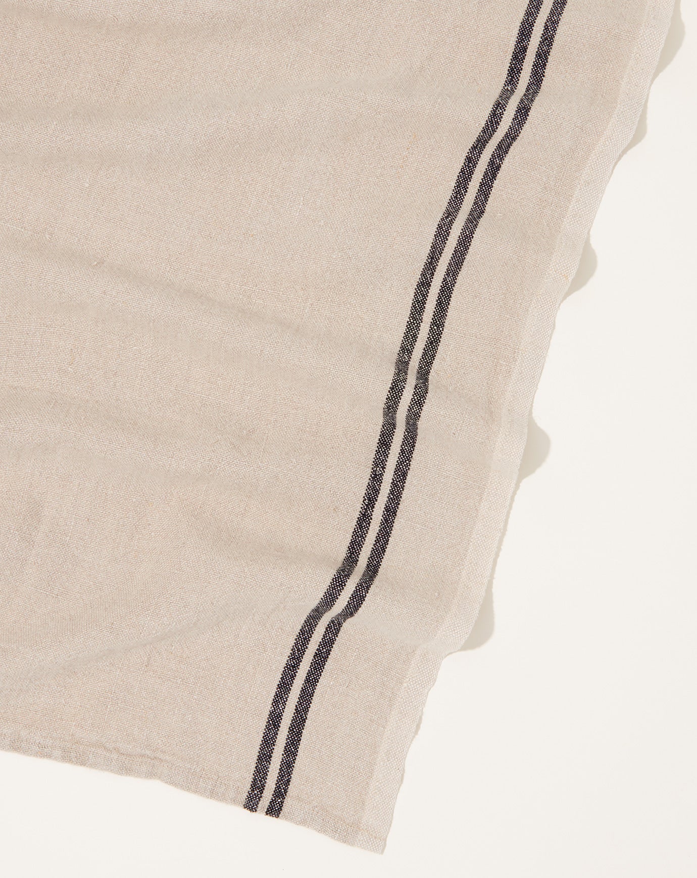 Caravan Vintage Stripe Linen Towels in Natural and Black, Set of 2