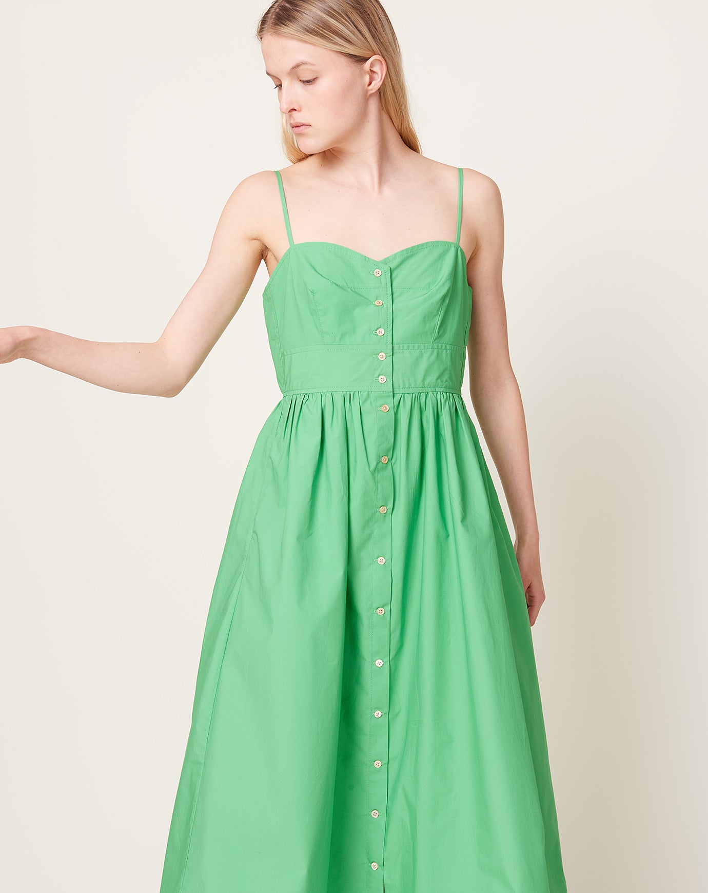 Caron Callahan Lydia Dress in Jade Poplin