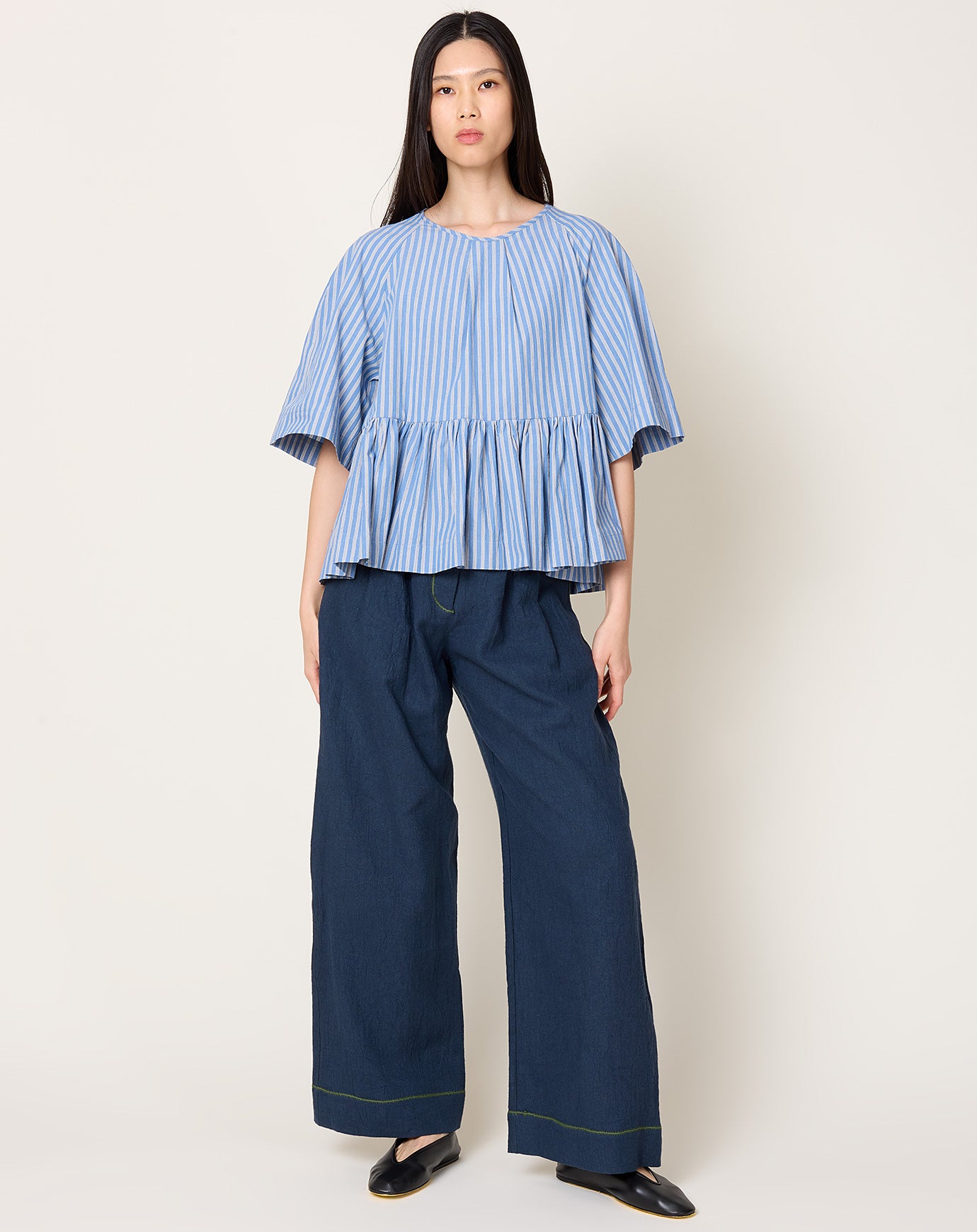 Cawley Delilah Top in Japanese Striped Cotton