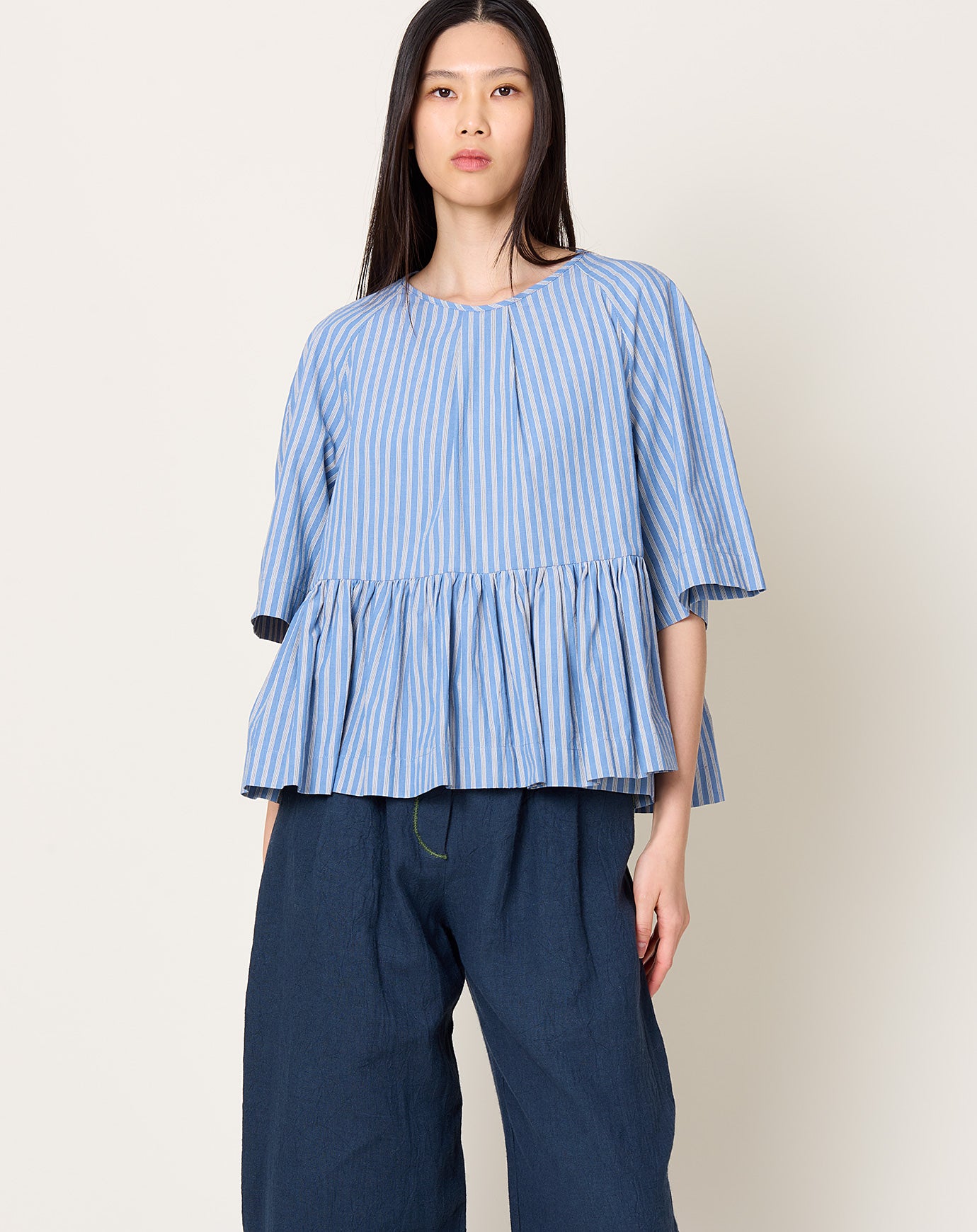 Cawley Delilah Top in Japanese Striped Cotton