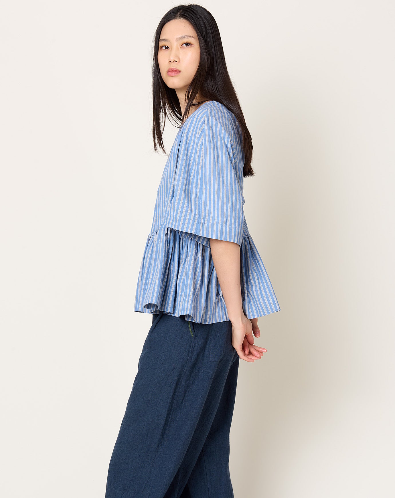 Cawley Delilah Top in Japanese Striped Cotton