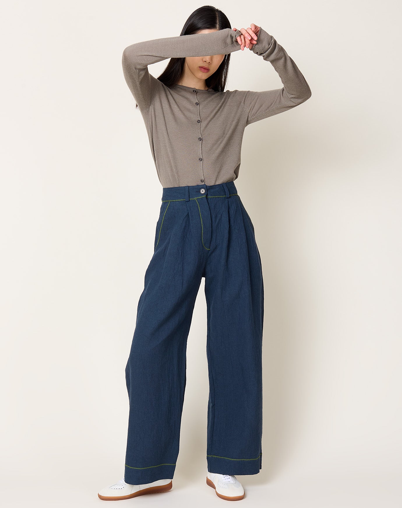 Cawley Japanese Linen Mara Trouser in Dark Indigo