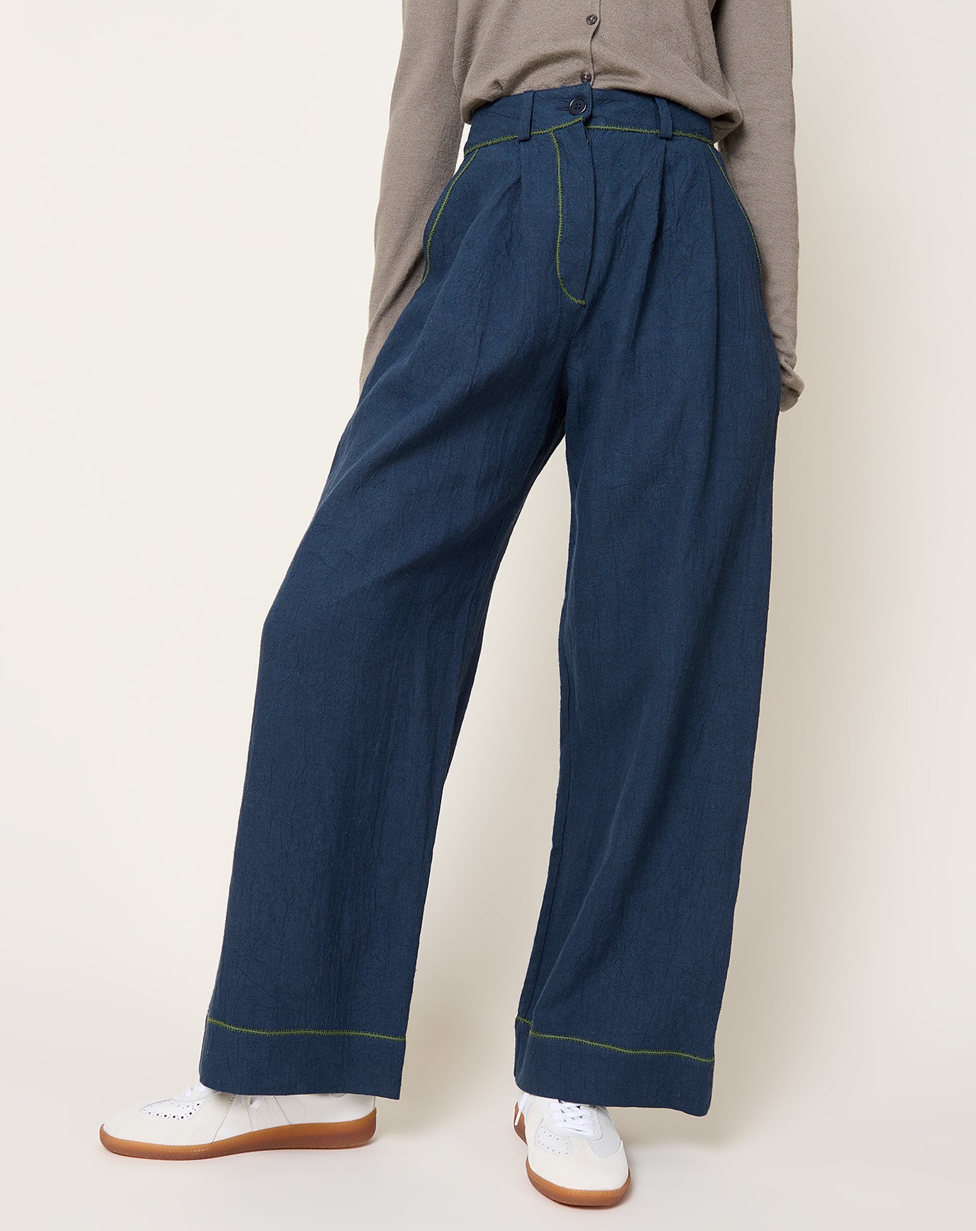 Cawley Japanese Linen Mara Trouser in Dark Indigo