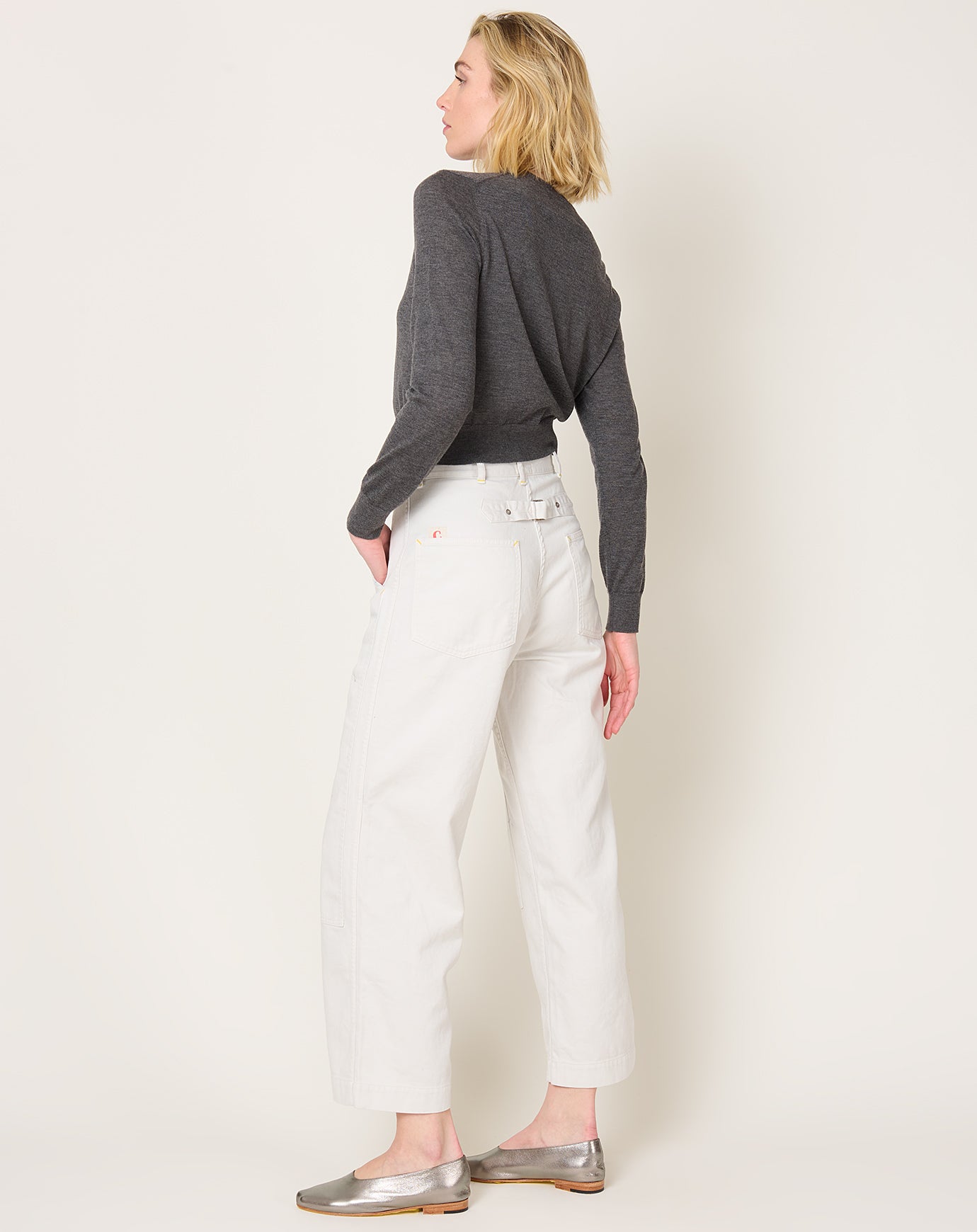 Chimala Double Knee Painter Pant in Ivory Splatter