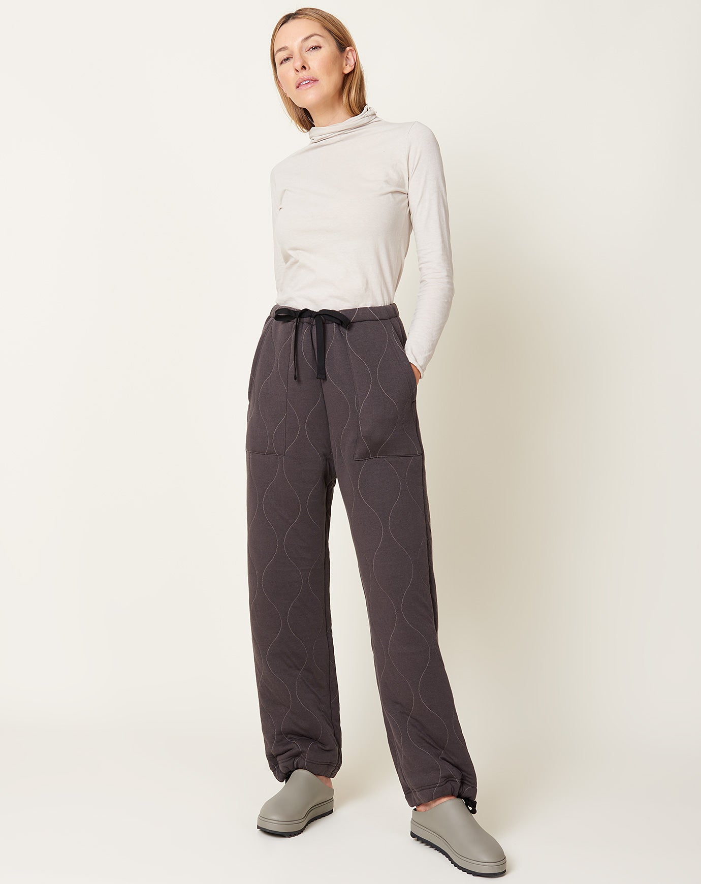 Chimala Quilted Drawstring Pants in Charcoal