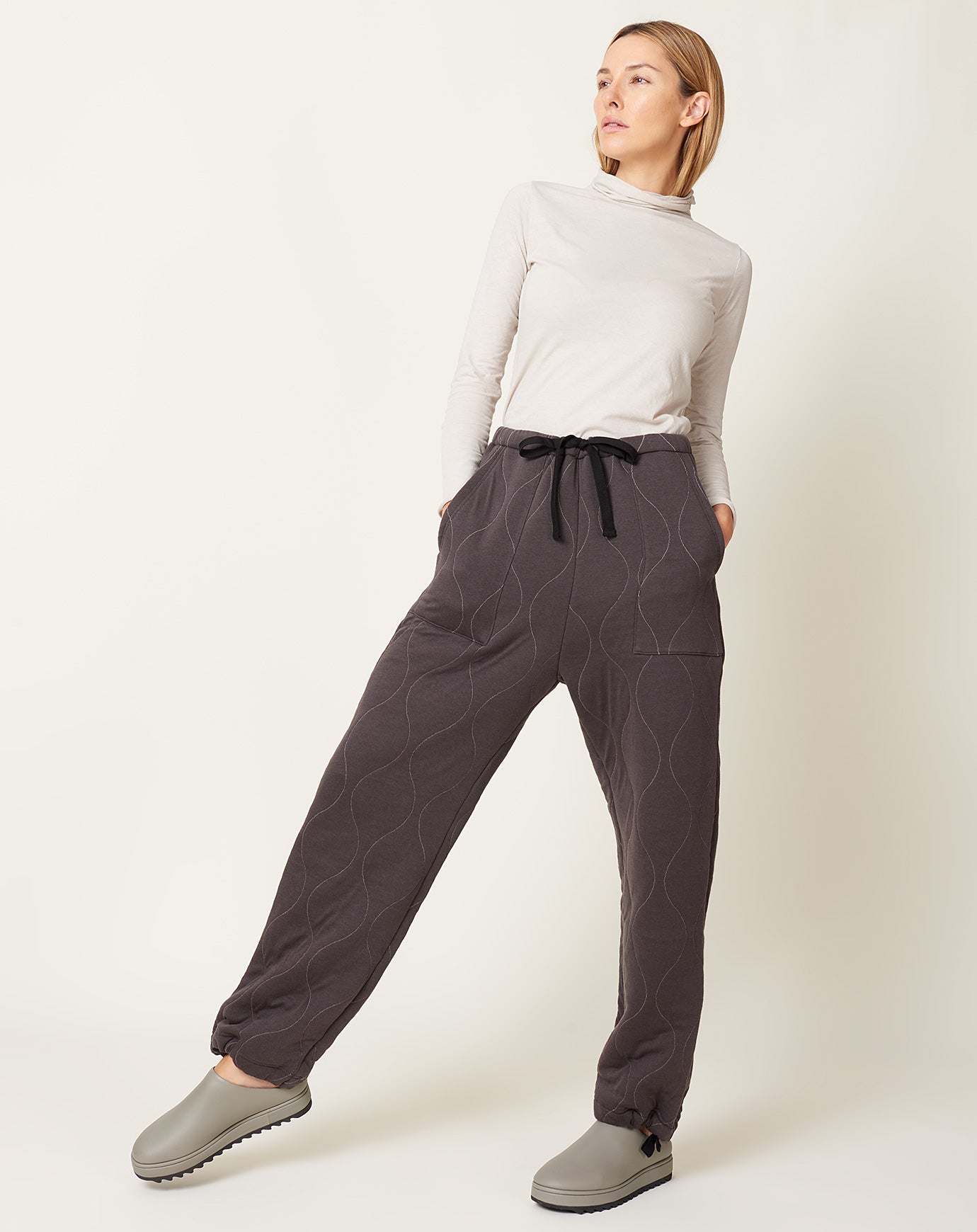 Chimala Quilted Drawstring Pants in Charcoal