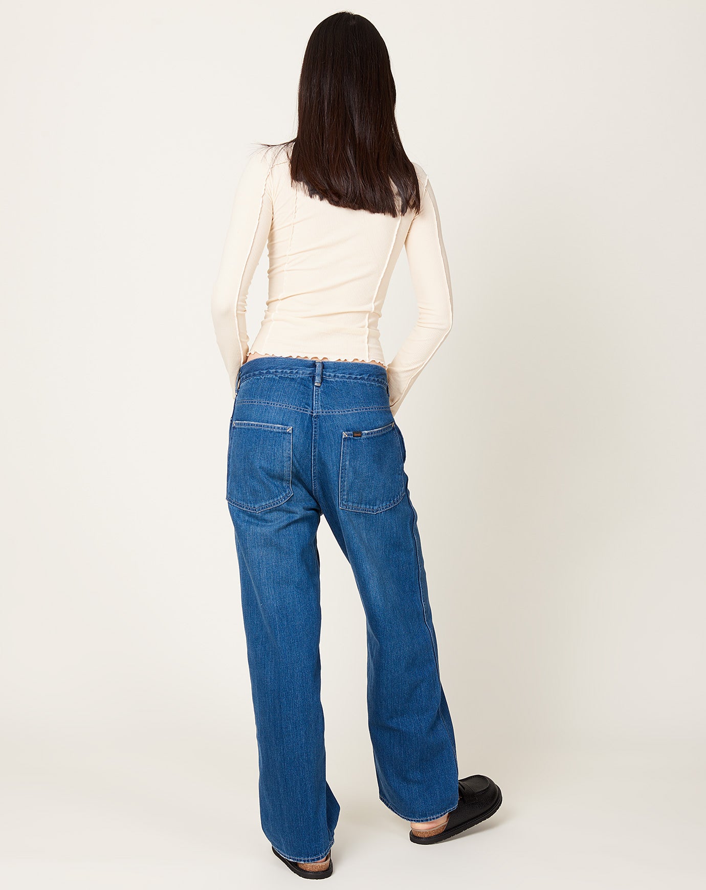 Chimala Wide Waist Adjustable Denim Pants in Medium Wash