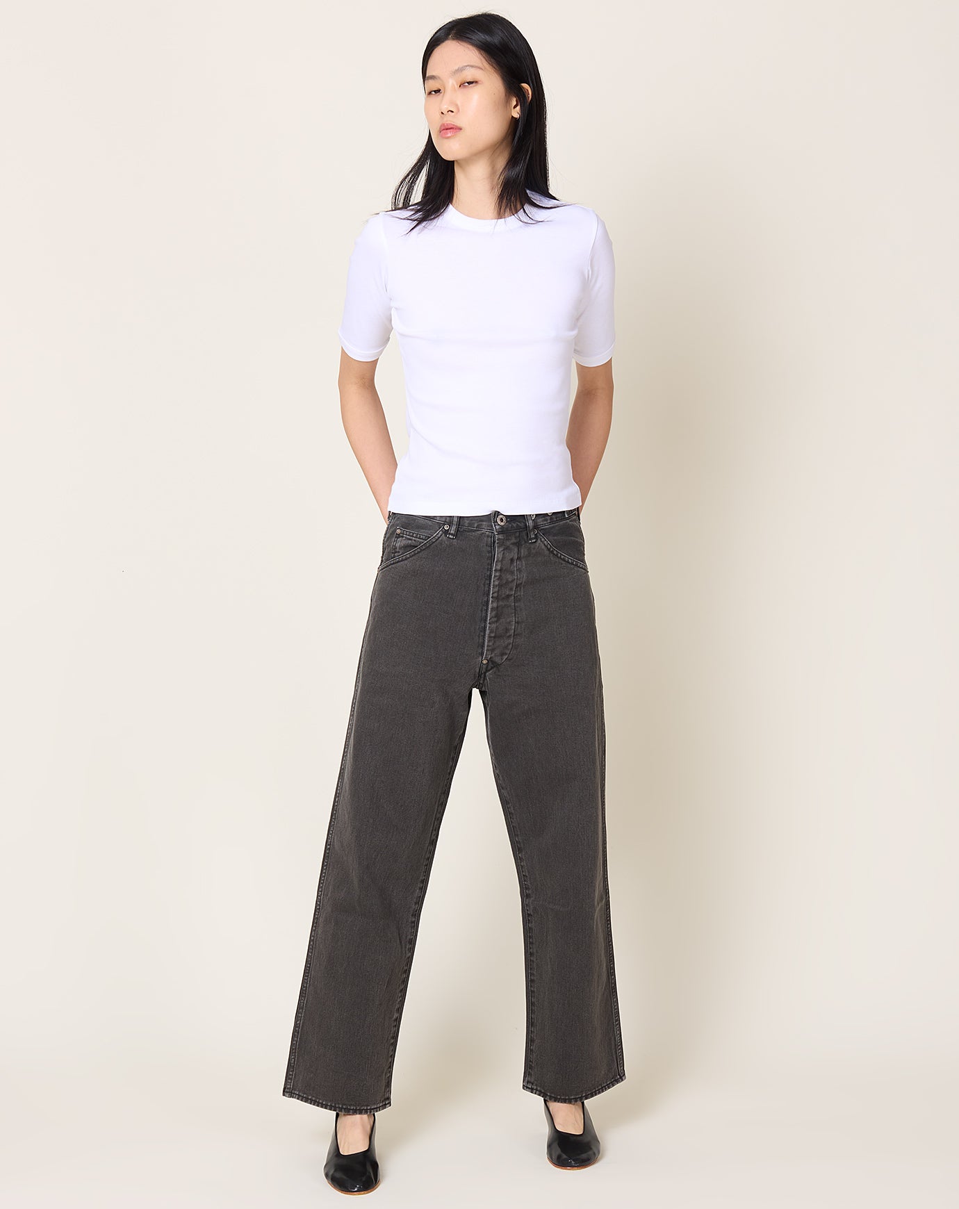 Chimala Waist Adjustable Denim Pants in Charcoal
