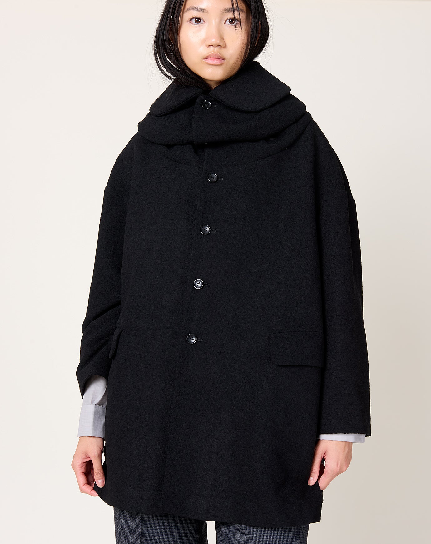 Comme des Garçons Comme des Garçons Fold Collar Coat in Black