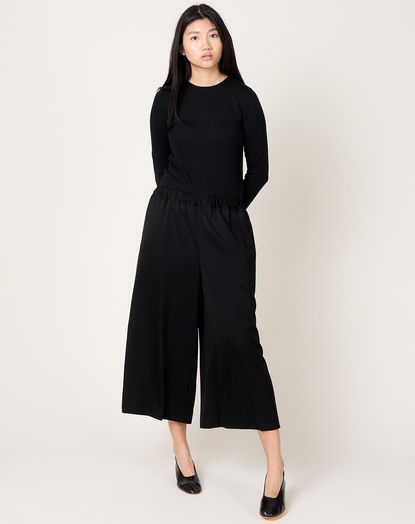 Comme des Garçons Comme des Garçons Wide Wool Doeskin Pant in Black