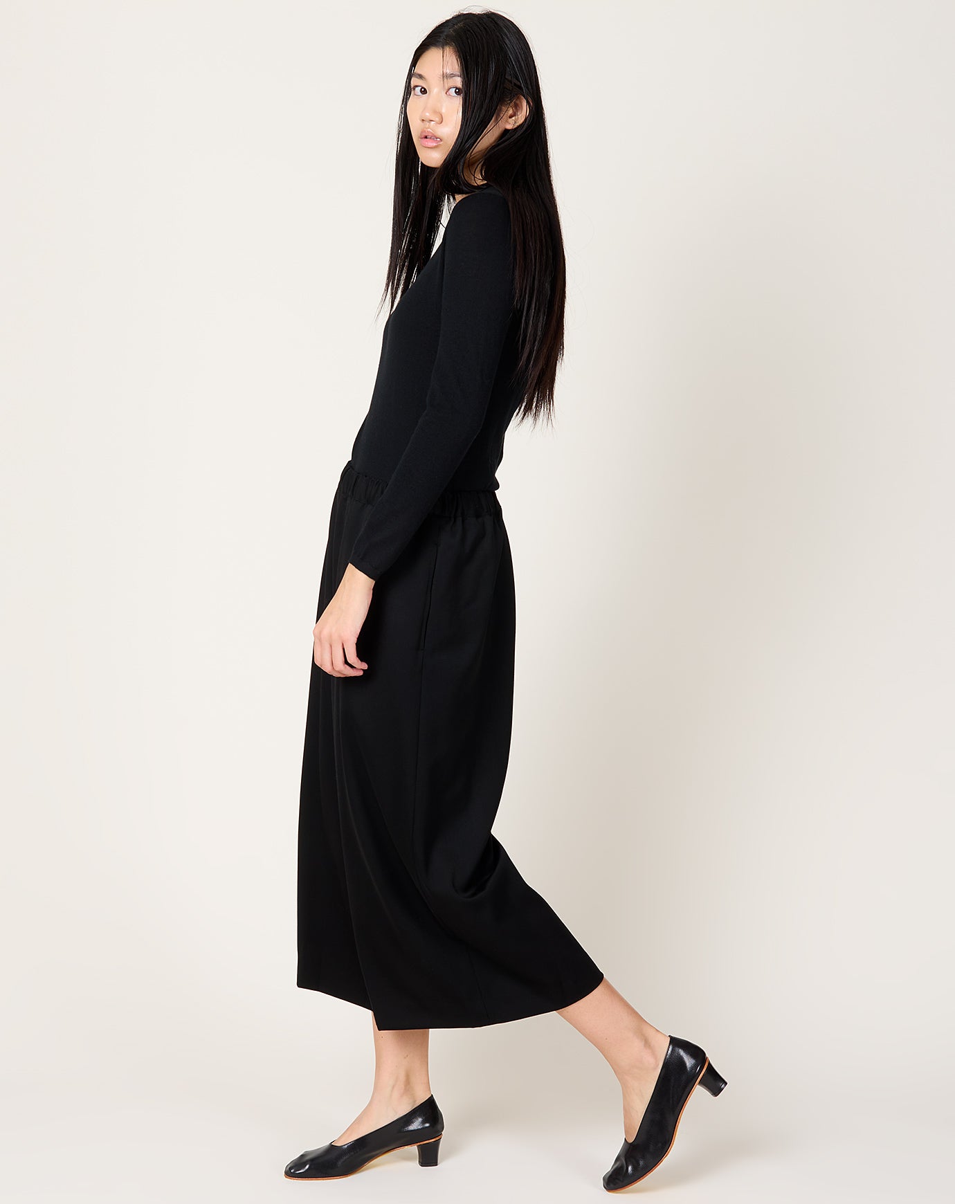 Comme des Garçons Comme des Garçons Wide Wool Doeskin Pant in Black