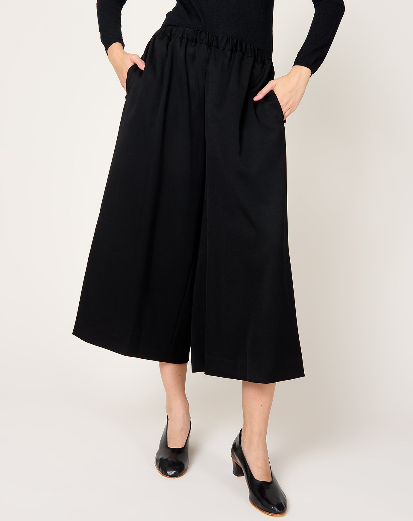 Comme des Garçons Comme des Garçons Wide Wool Doeskin Pant in Black