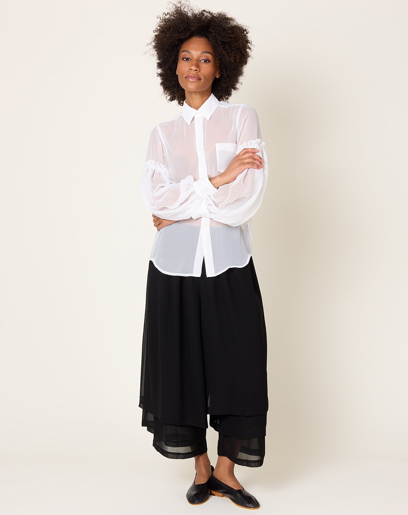 Comme des Garçons Comme des Garçons  Chiffon Blouse in Off White