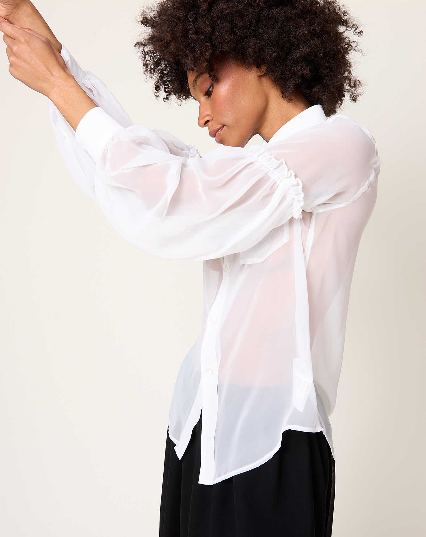 Comme des Garçons Comme des Garçons  Chiffon Blouse in Off White