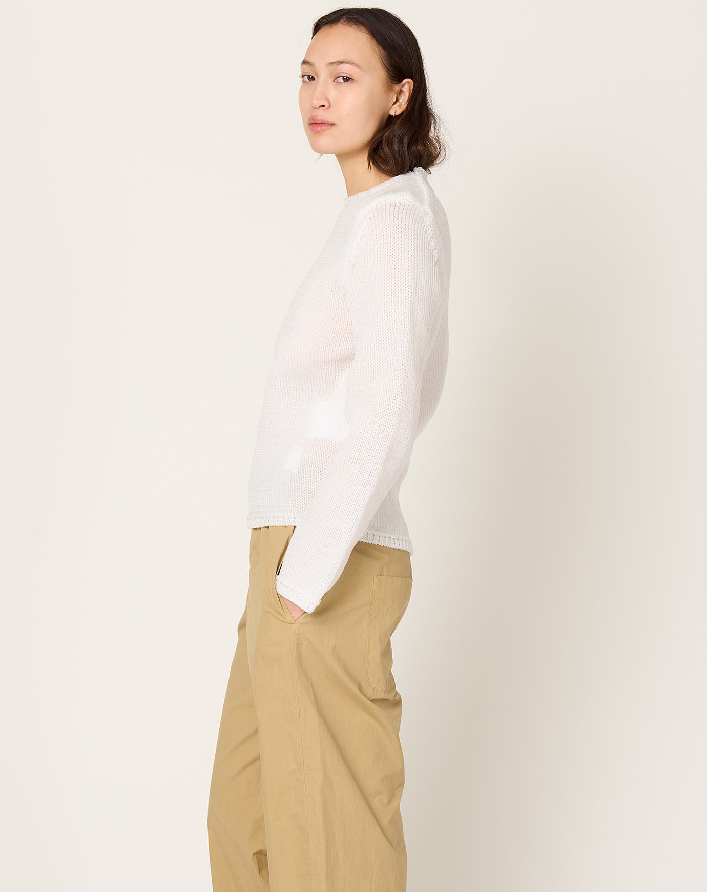Comme des Garçons Comme des Garçons Open Knit Nylon Crewneck in White