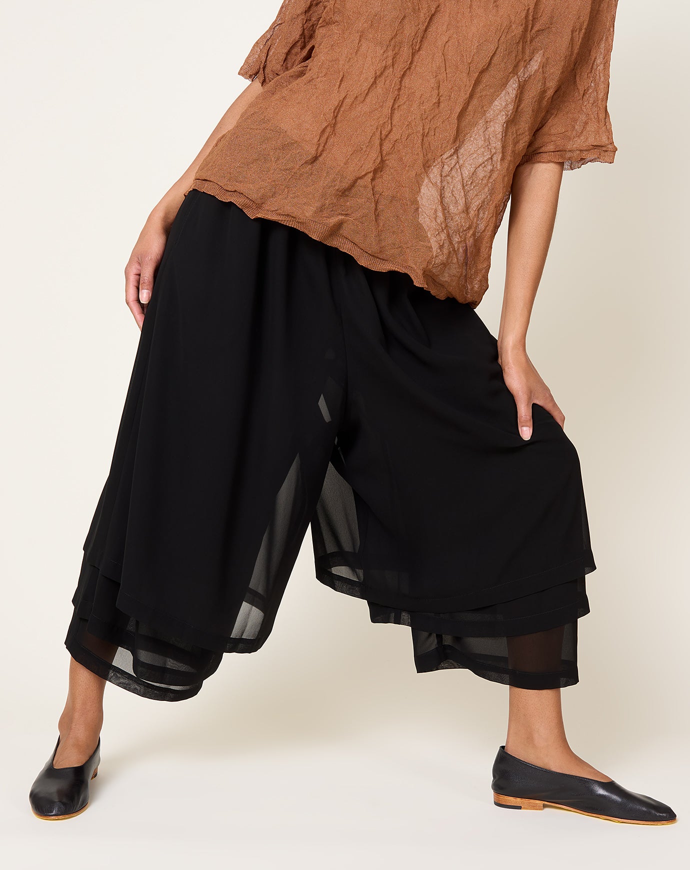 Comme des Garçons Comme des Garçons Chiffon Layer Pants in Black