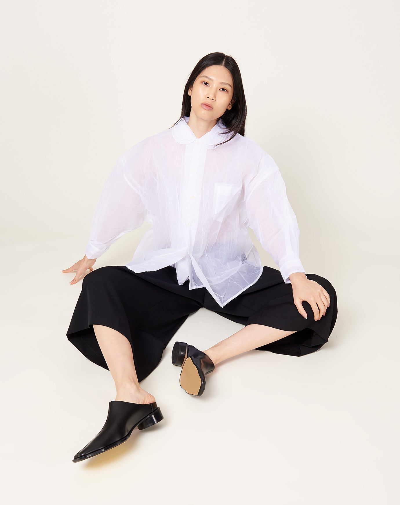 Comme des Garçons Comme des Garçons Double Layer Blouse in White