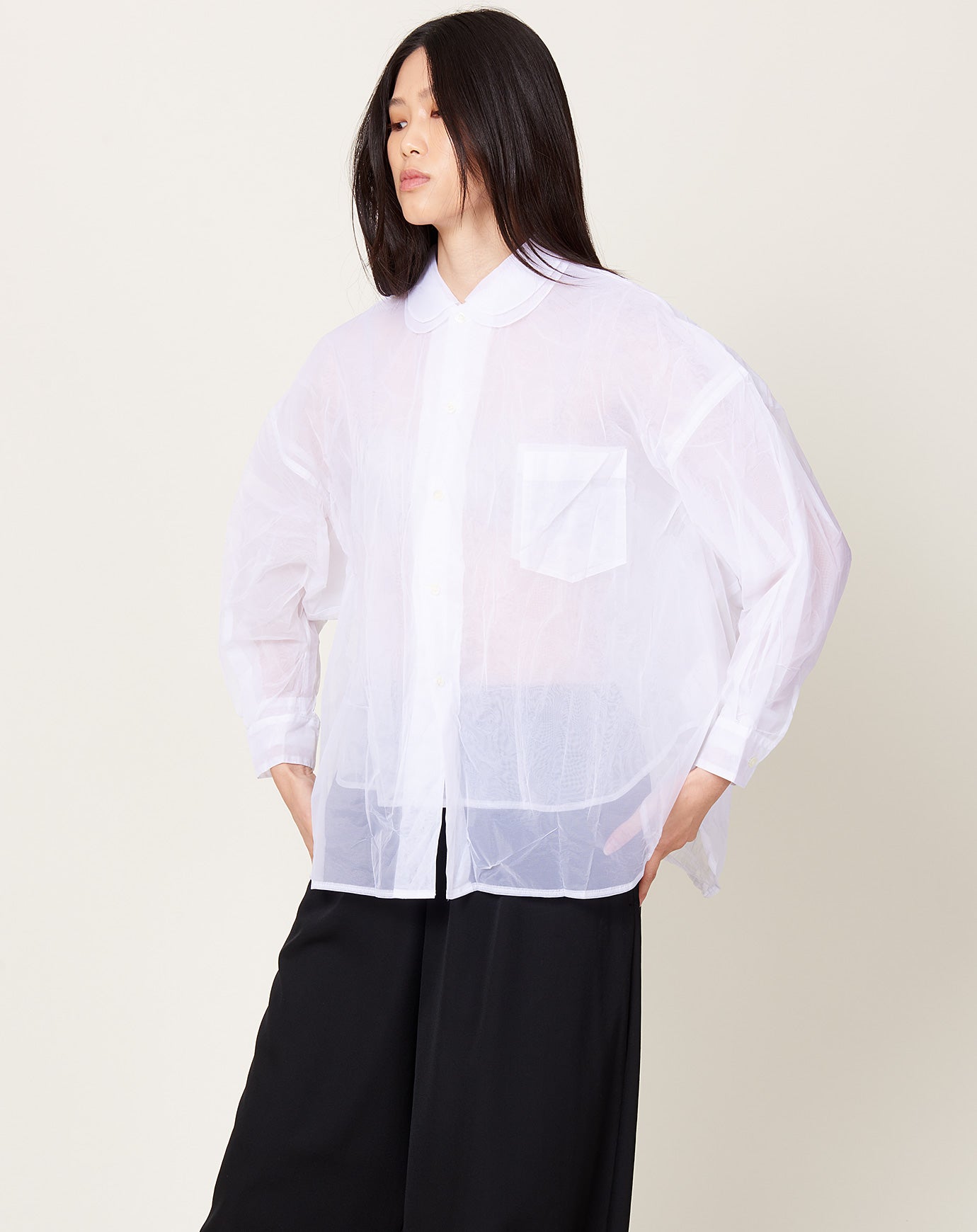 Comme des Garçons Comme des Garçons Double Layer Blouse in White