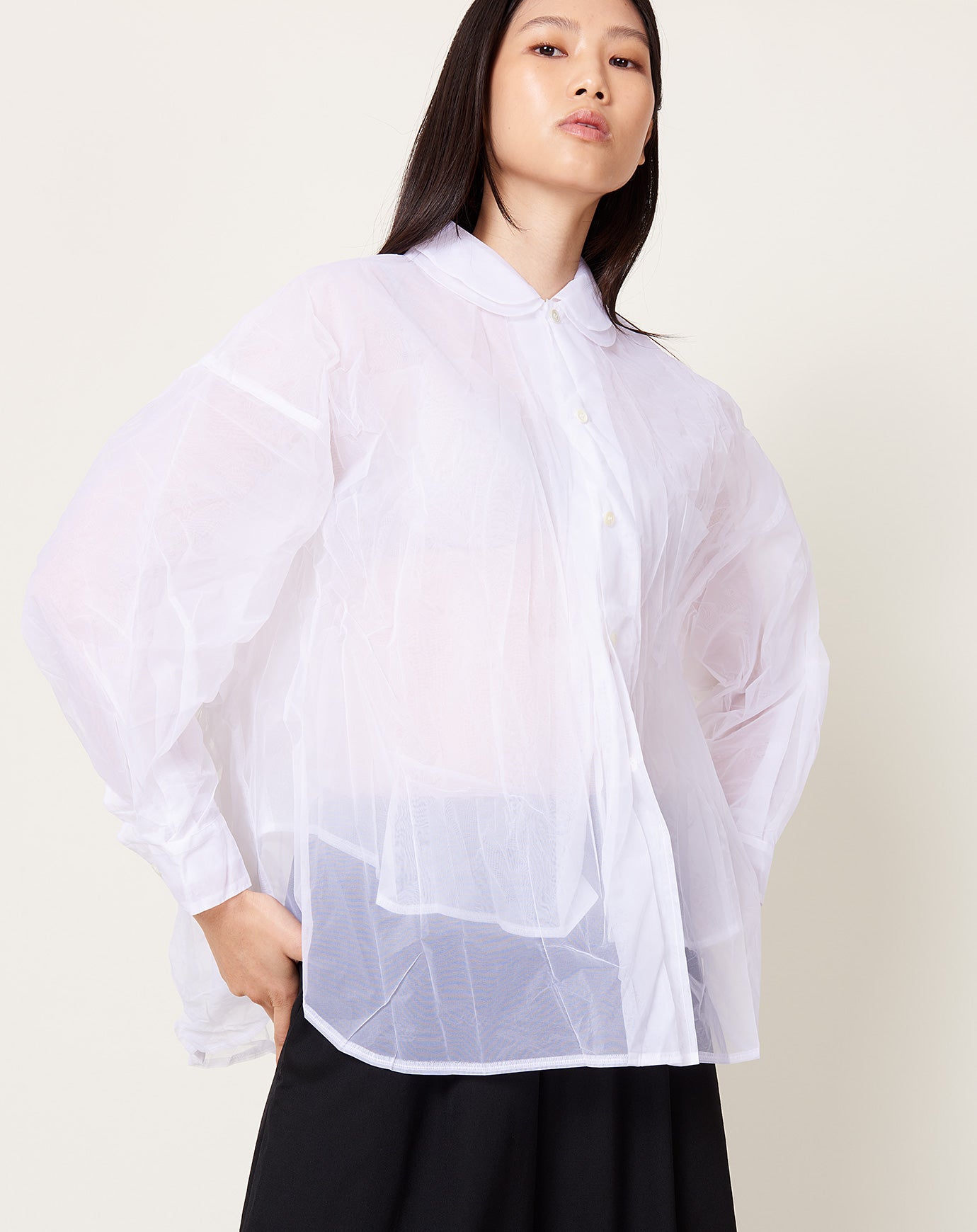 Comme des Garçons Comme des Garçons Double Layer Blouse in White