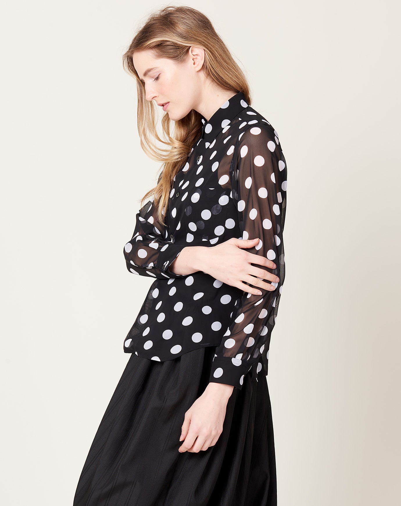 Comme des Garçons Comme des Garçons Sheer Polka Dot Shirt in Black