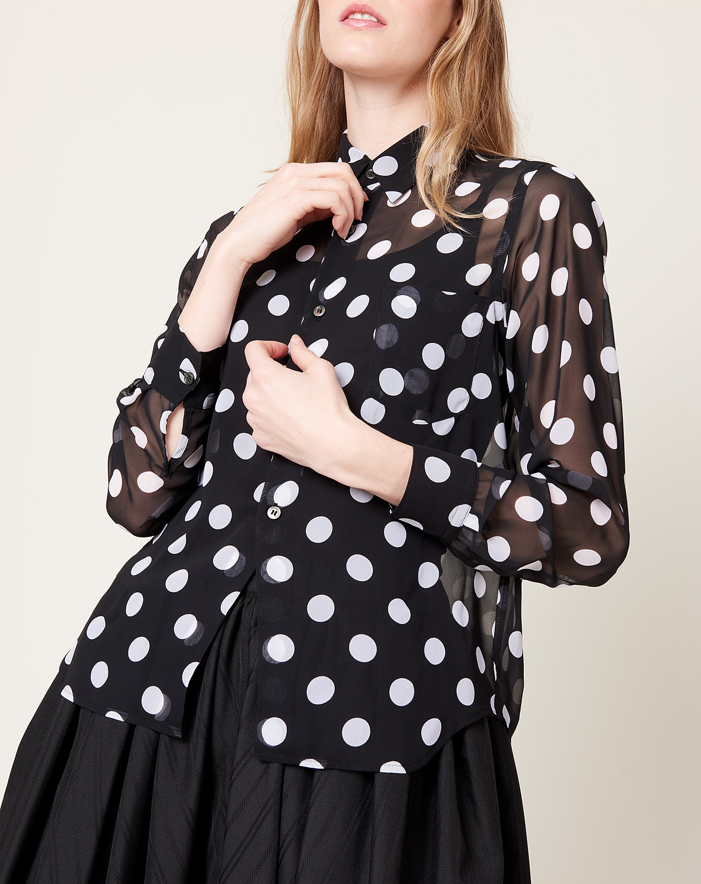 Comme des Garçons Comme des Garçons Sheer Polka Dot Shirt in Black