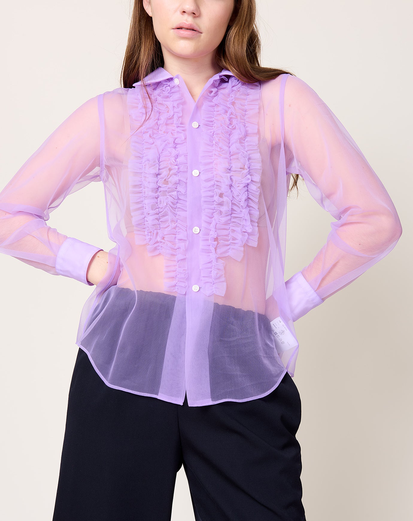 Comme des Garçons Comme des Garçons Sheer Ruffle Shirt in Purple