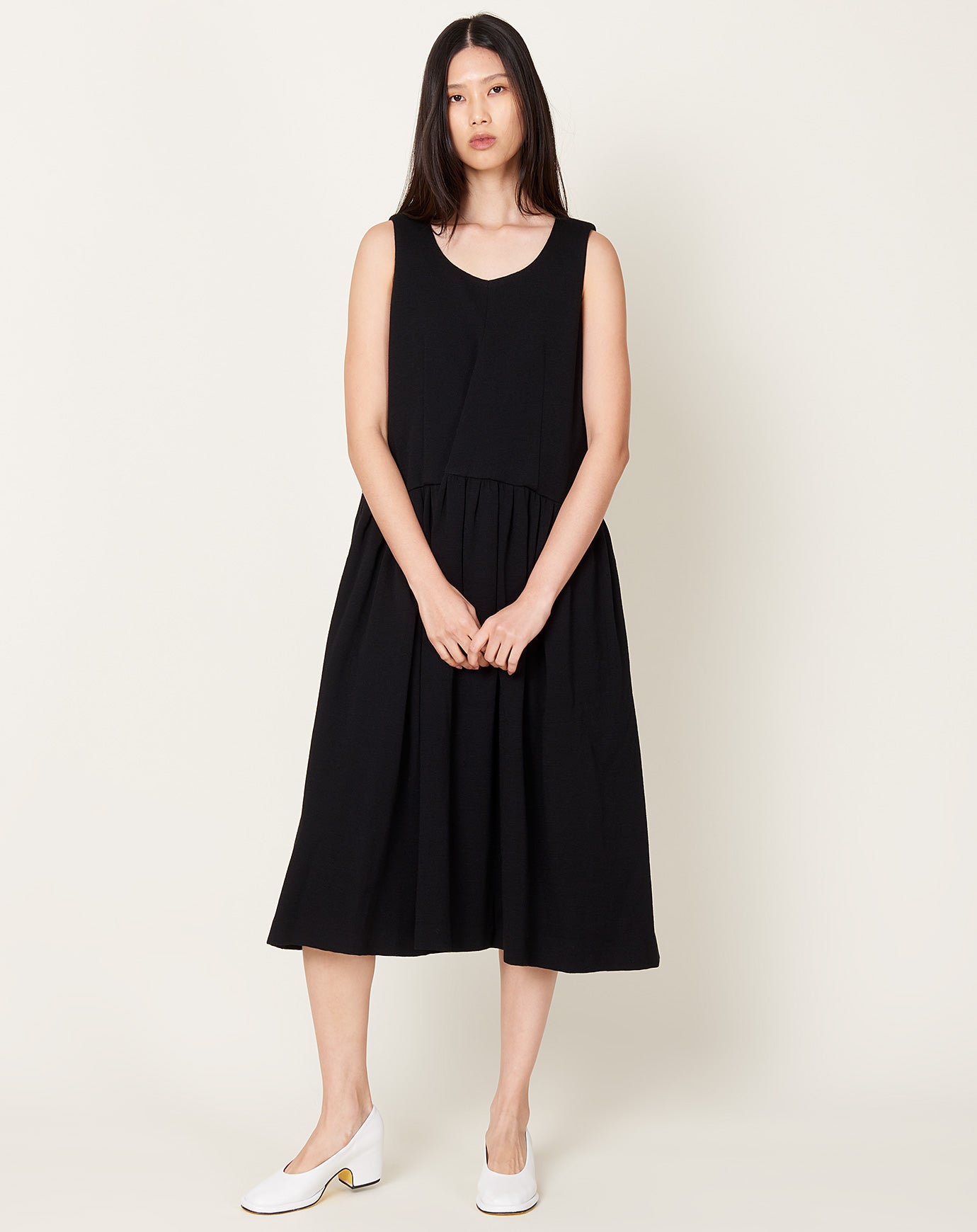 Comme des Garçons Comme des Garçons Sleeveless Pleat Dress in Black