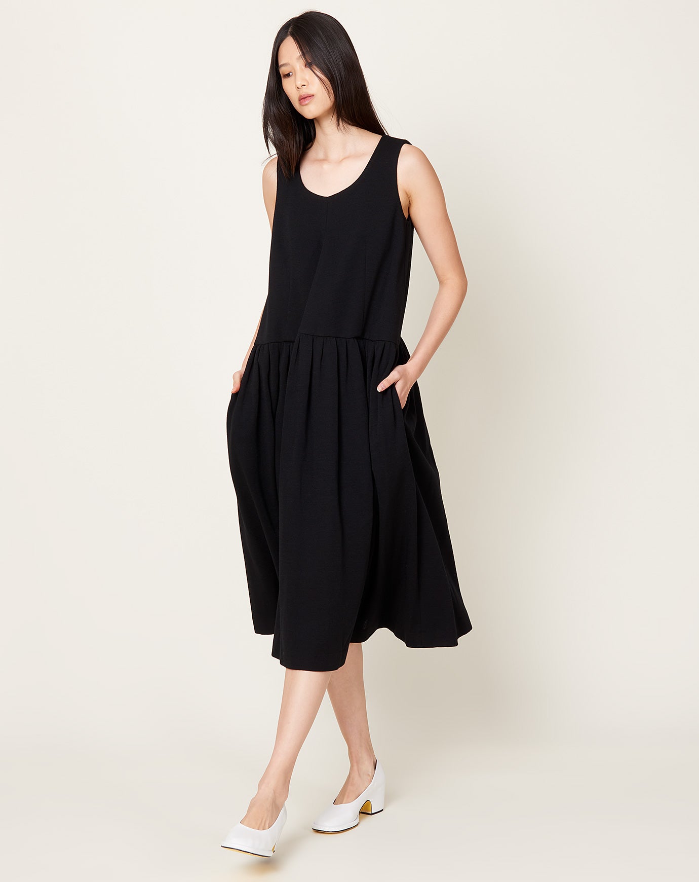 Comme des Garçons Comme des Garçons Sleeveless Pleat Dress in Black