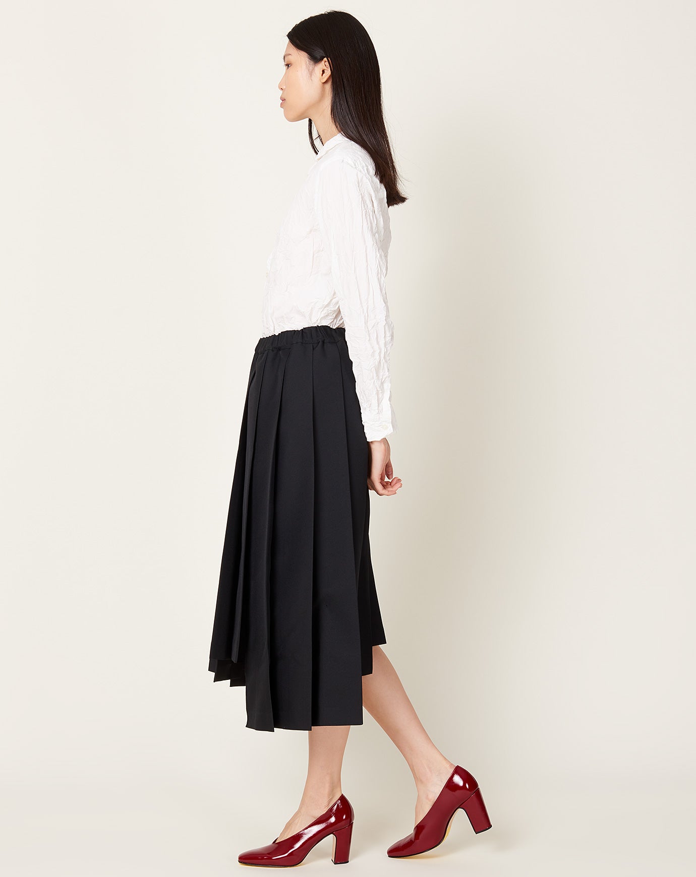 Comme des Garçons Comme des Garçons Wide Fold Pleat Skirt in Black