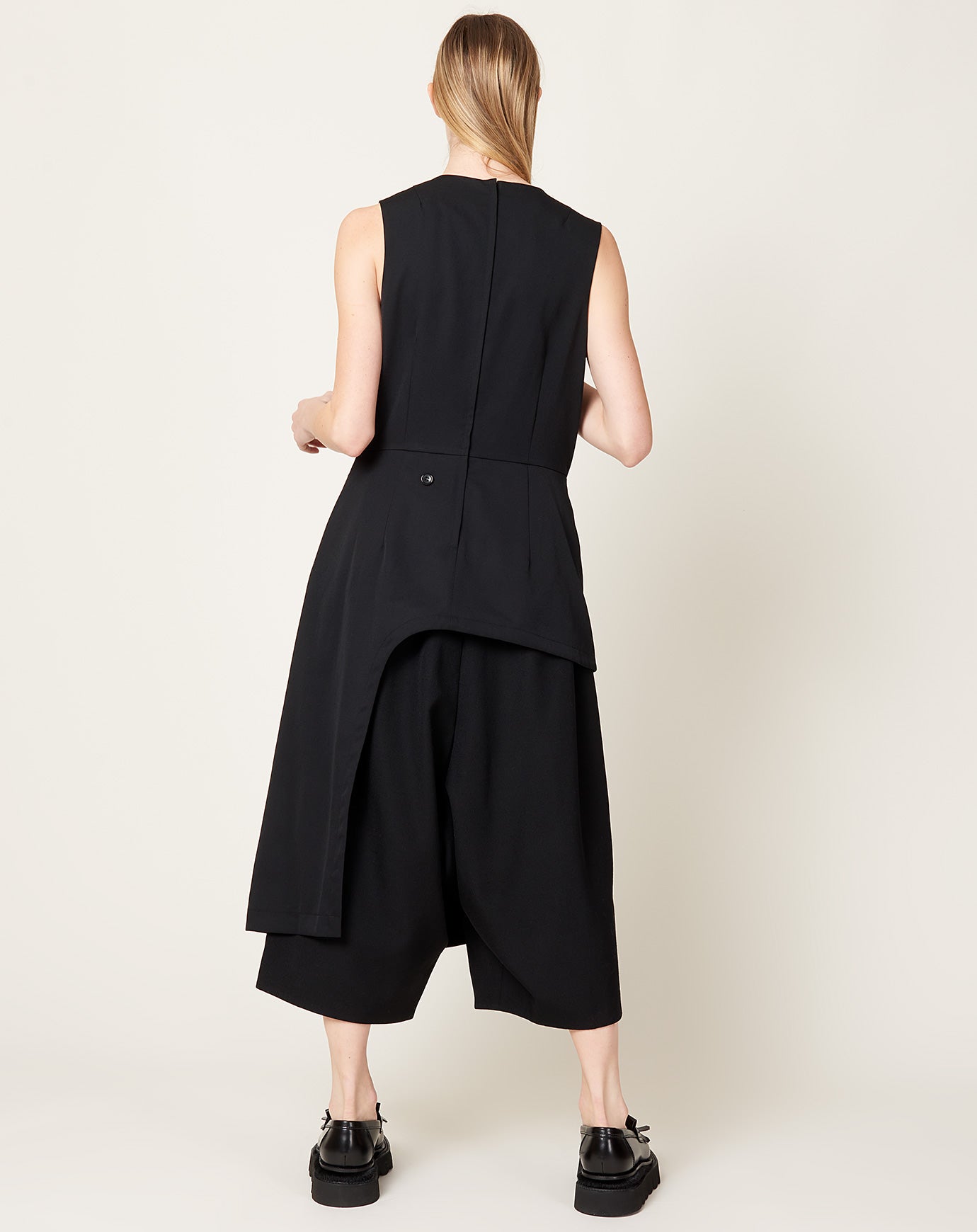 Comme des Garçons Comme des Garçons Wool Button Drape Dress in Black