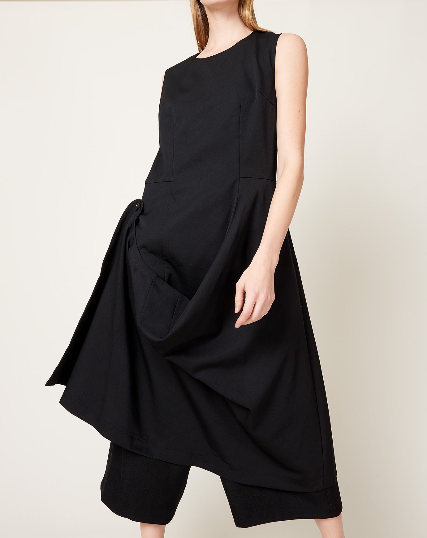 Comme des Garçons Comme des Garçons Wool Button Drape Dress in Black