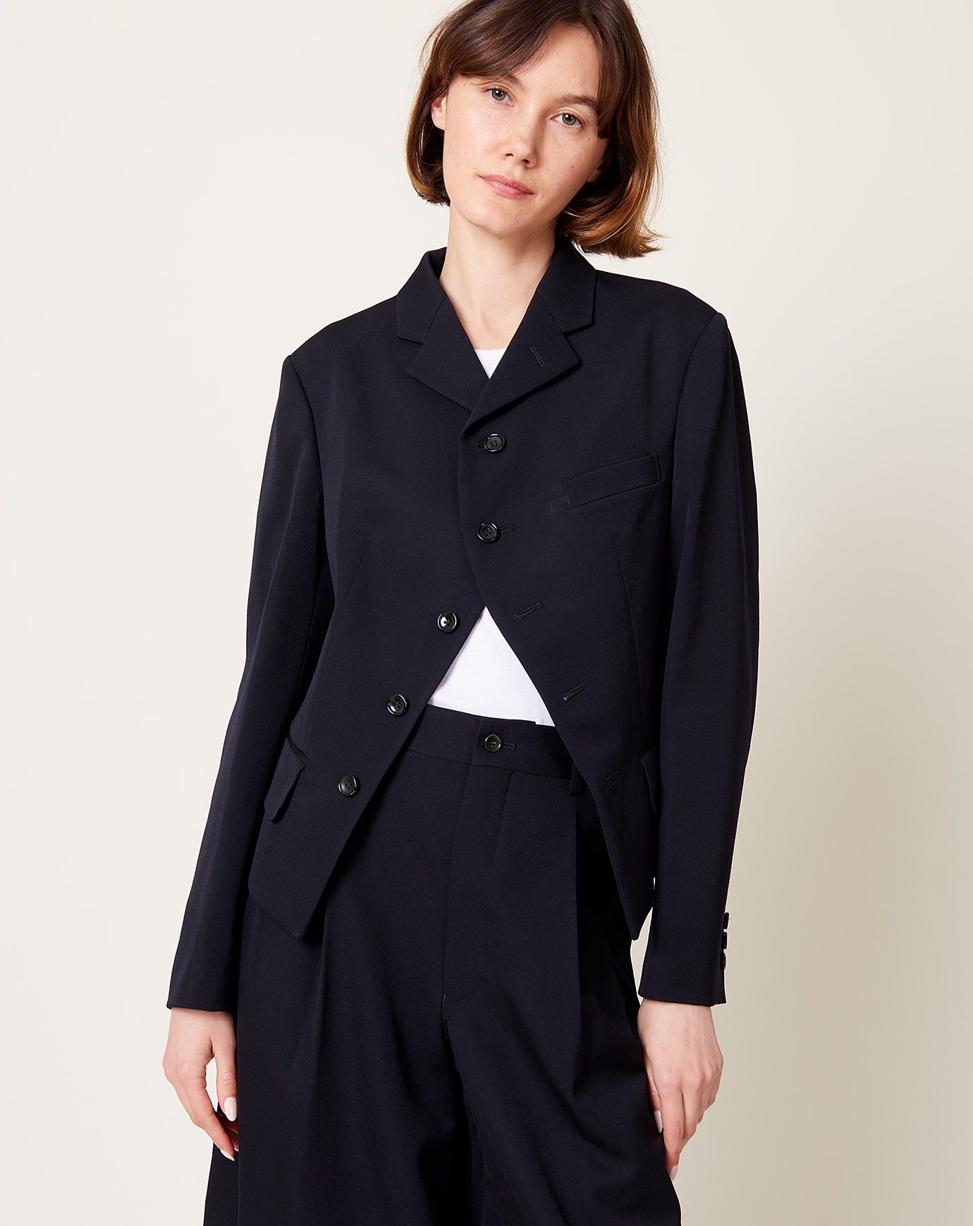 Comme des Garçons Comme des Garçons Curved Front Jacket in Navy