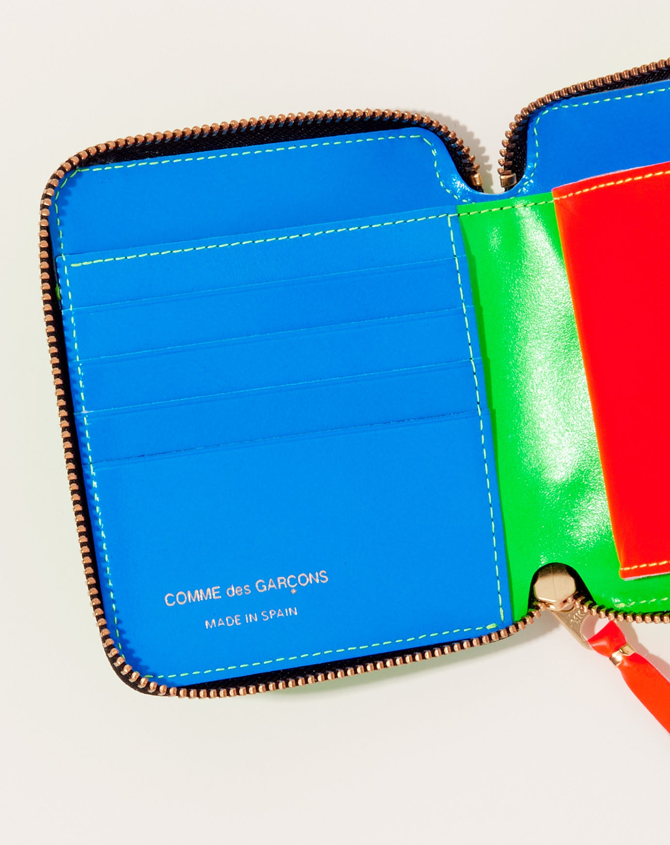 Comme des Garçons  Super Fluo Full Zip Around Wallet in Green