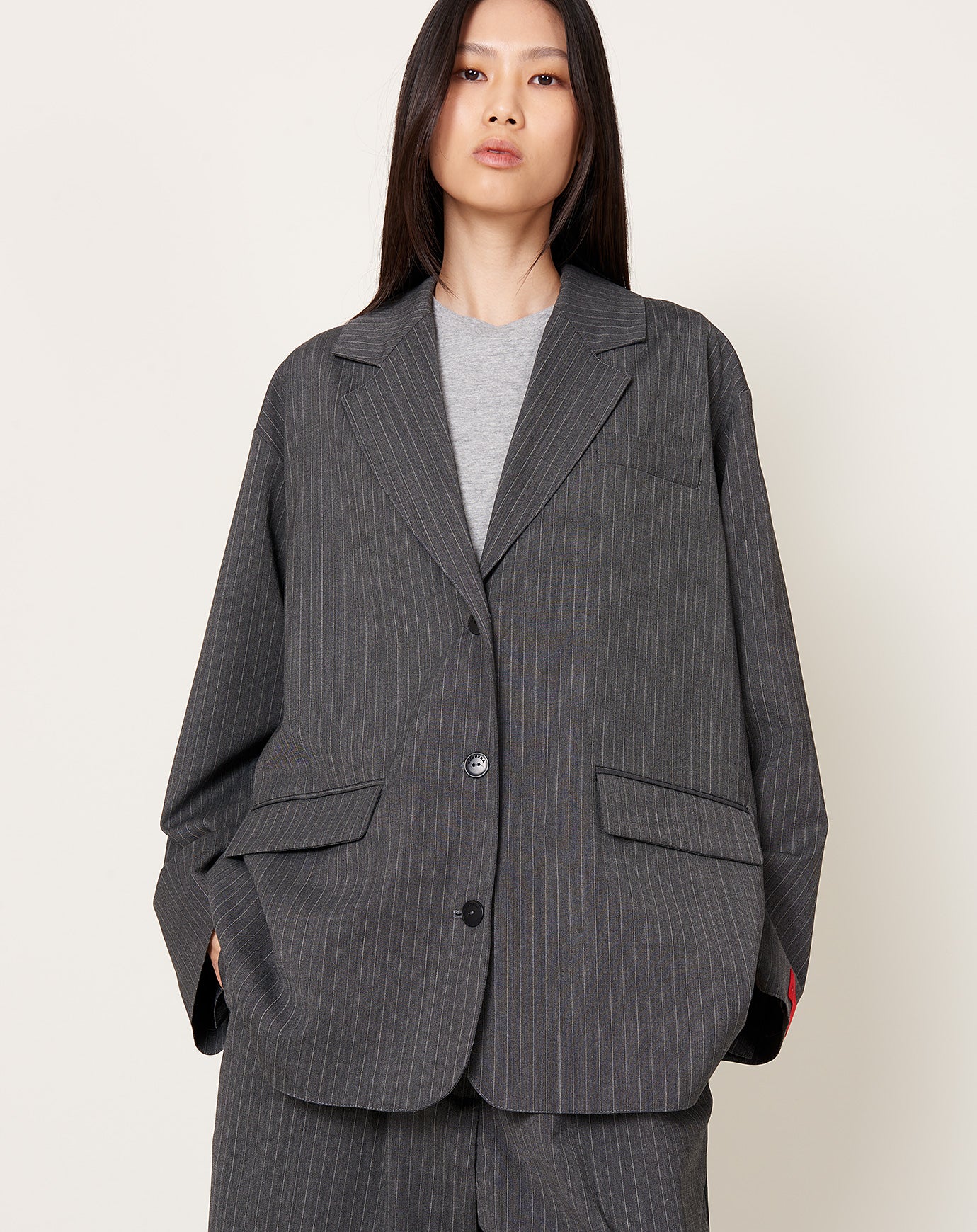 Cordera Classic Striped Blazer in Grey