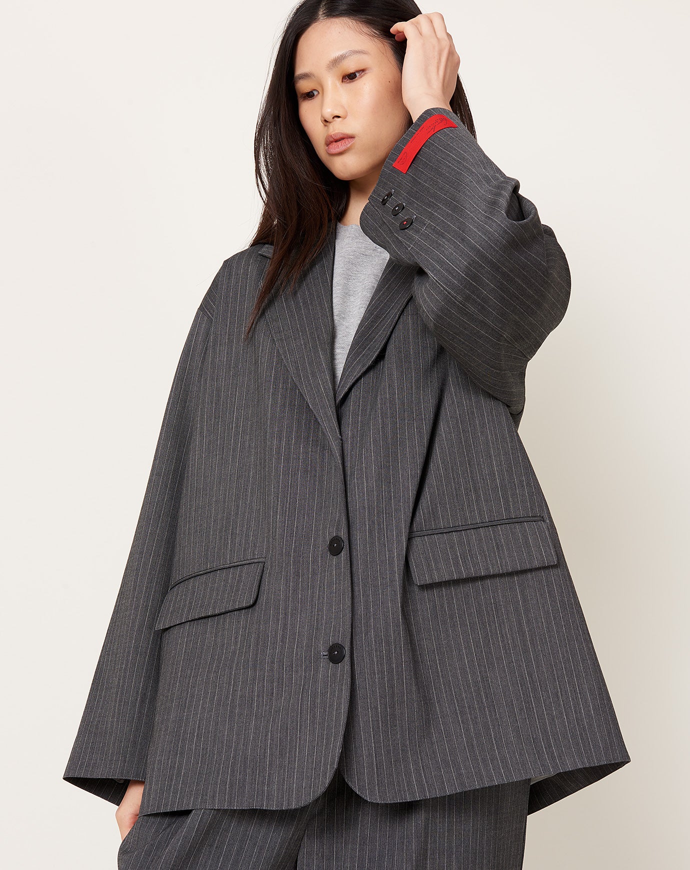 Cordera Classic Striped Blazer in Grey