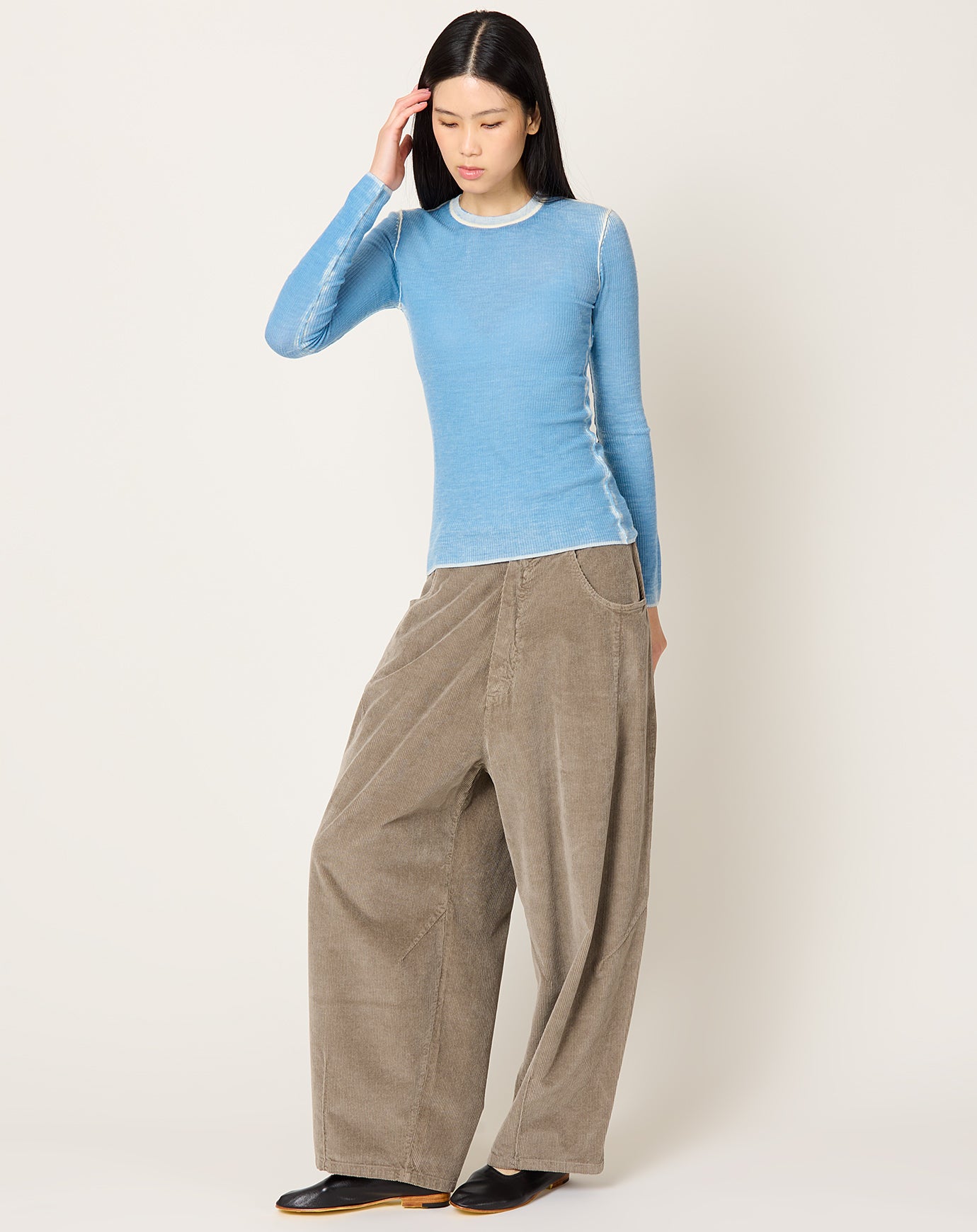 Cordera Corduroy Baggy Pants in Cobblestone