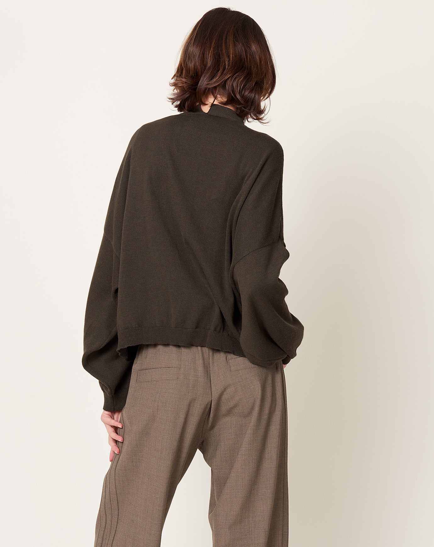 Cordera Cotton & Cashmere Cardigan in Dark Moss