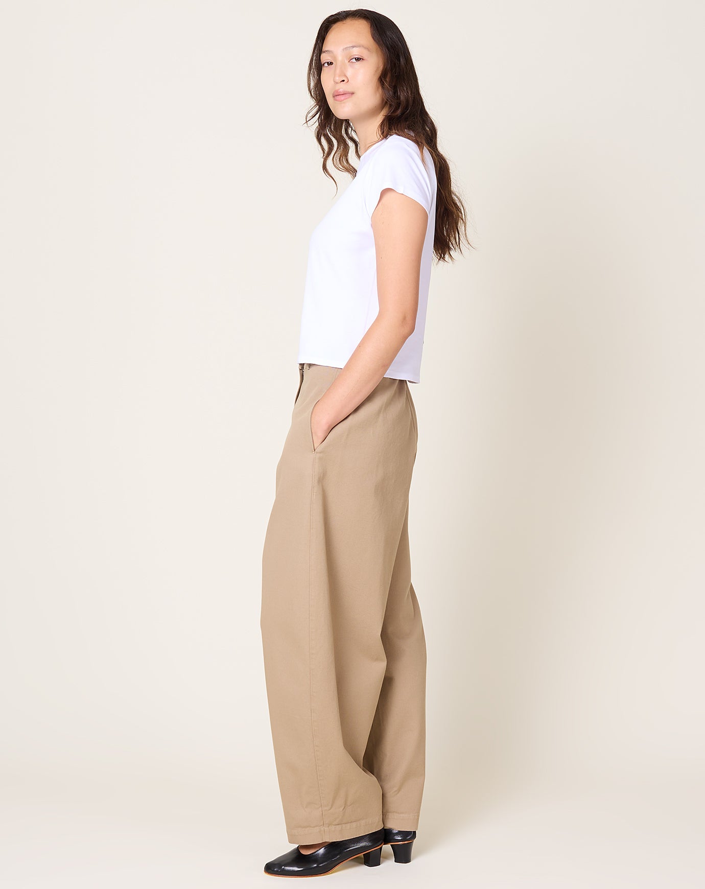 Cordera Cotton Curved Pants in Camel