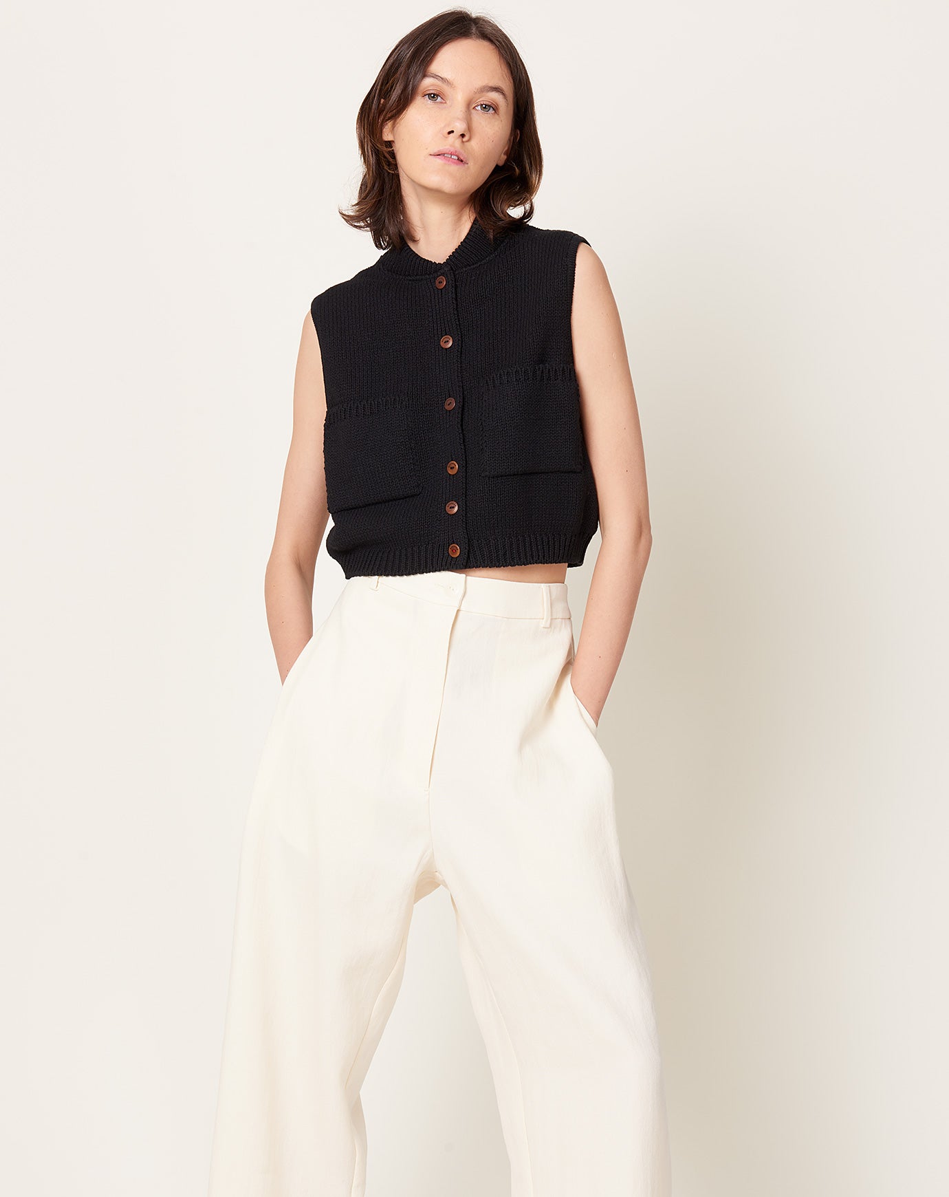 Cordera Cotton Waistcoat in Black