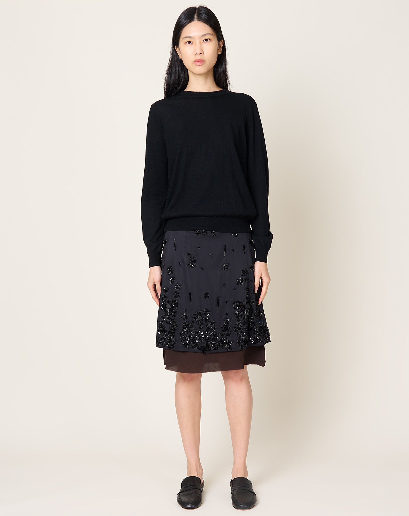Cordera Embellished Skirt in Black