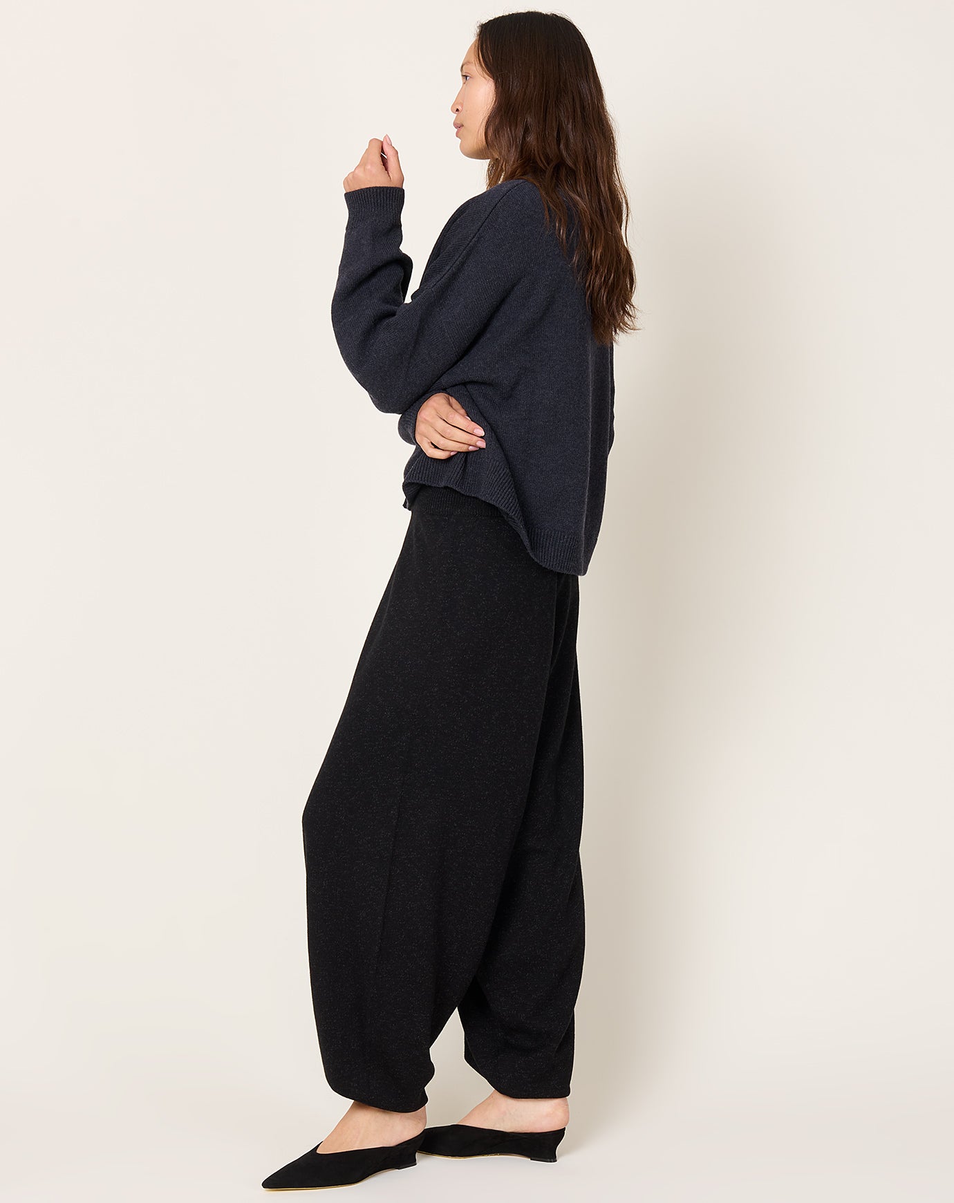 Cordera Flecked Cotton Pants in Anthracite