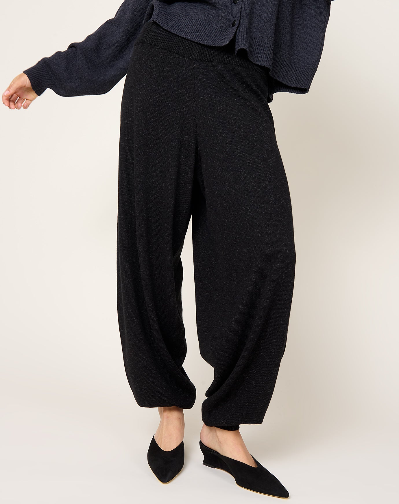 Cordera Flecked Cotton Pants in Anthracite