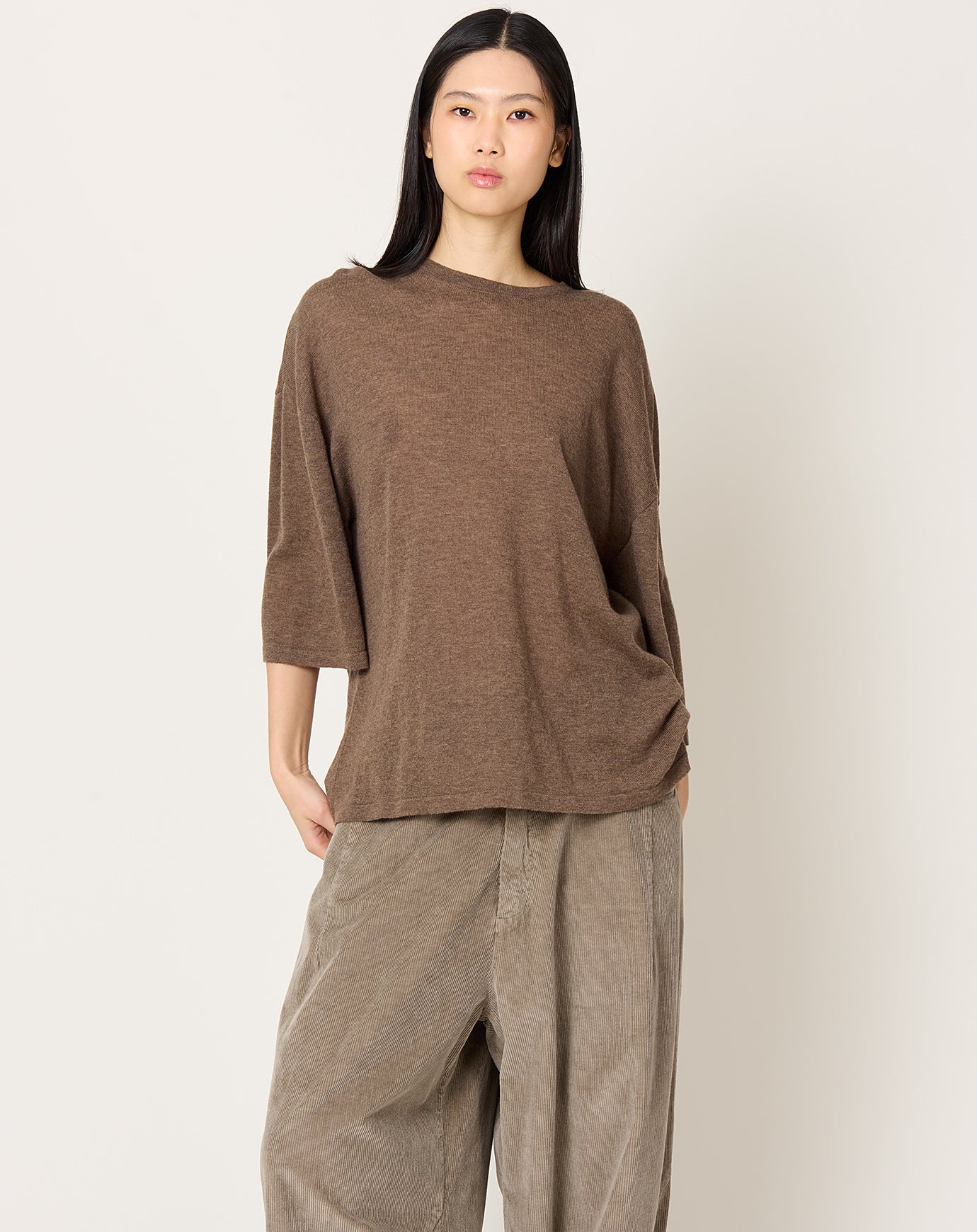 Cordera Merino Wool Oversized T-Shirt in Deep Taupe