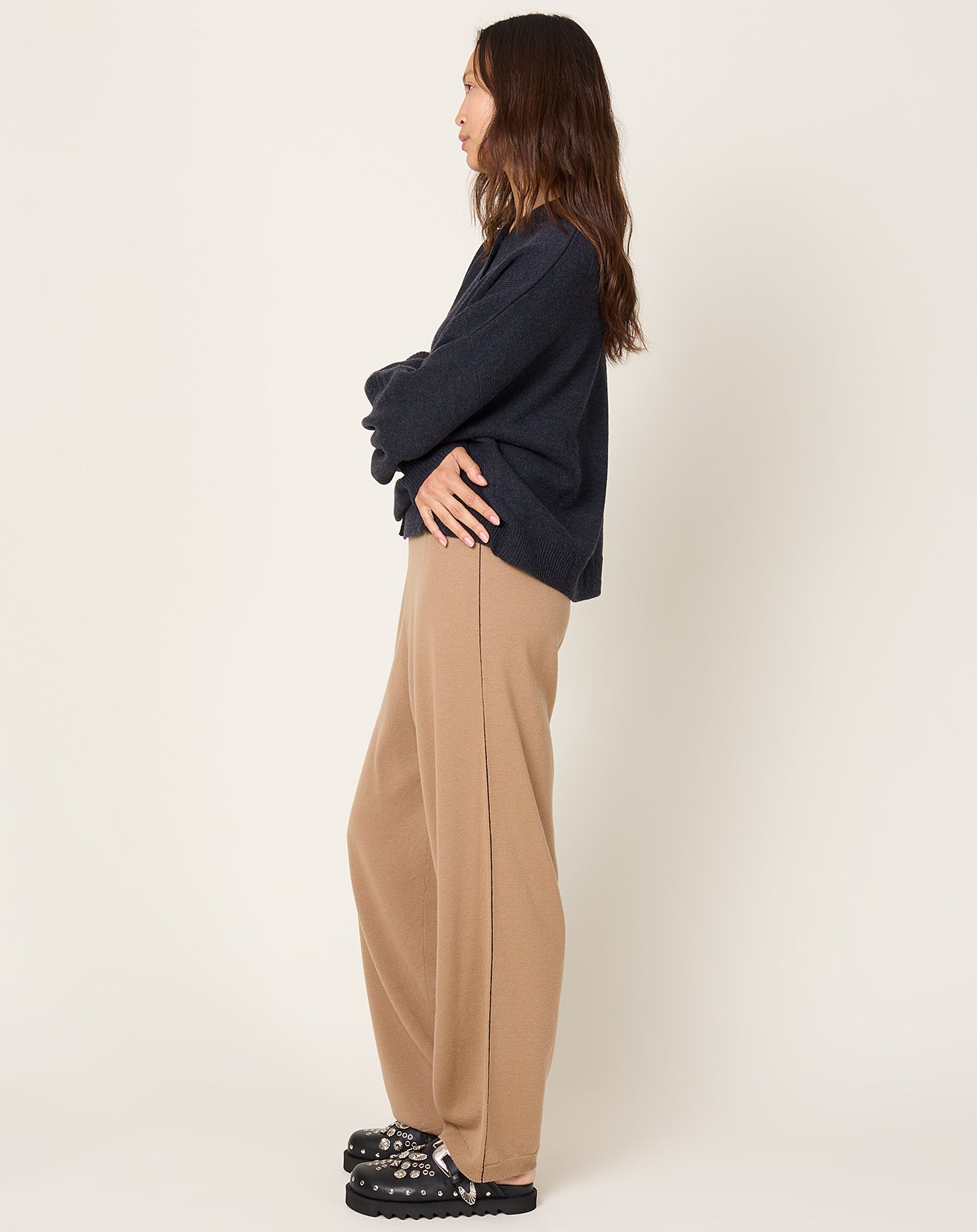 Cordera Merino Wool Straight Pants in Camel