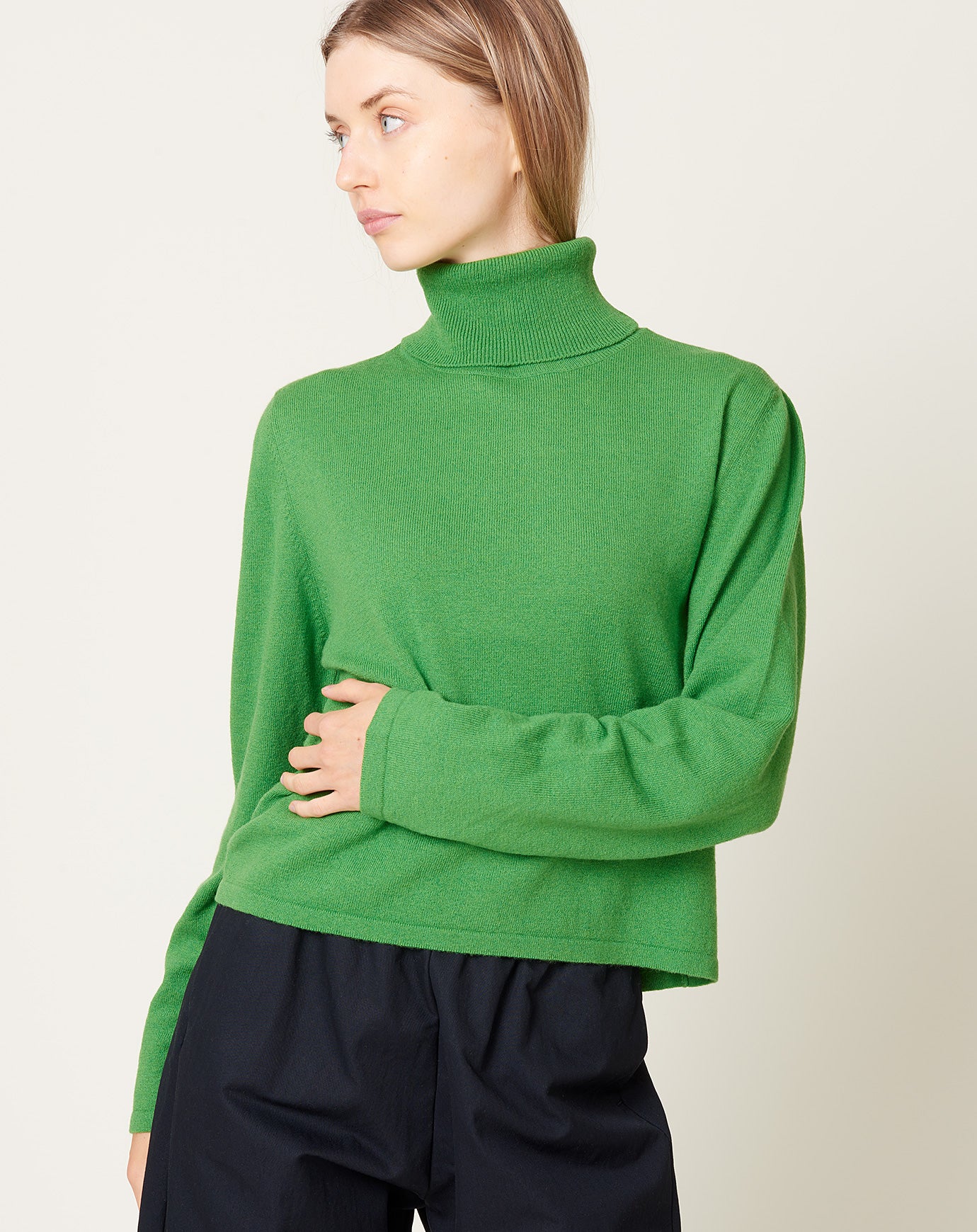 Cordera Merino Wool Turtleneck Sweater in Herba