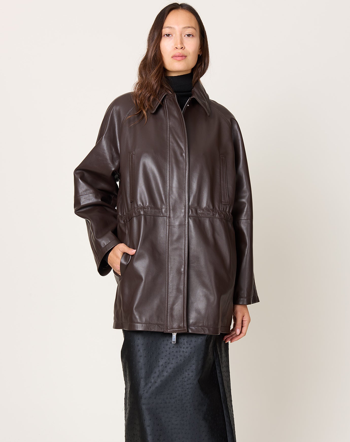 Cordera Nappa Trench Jacket in Brown