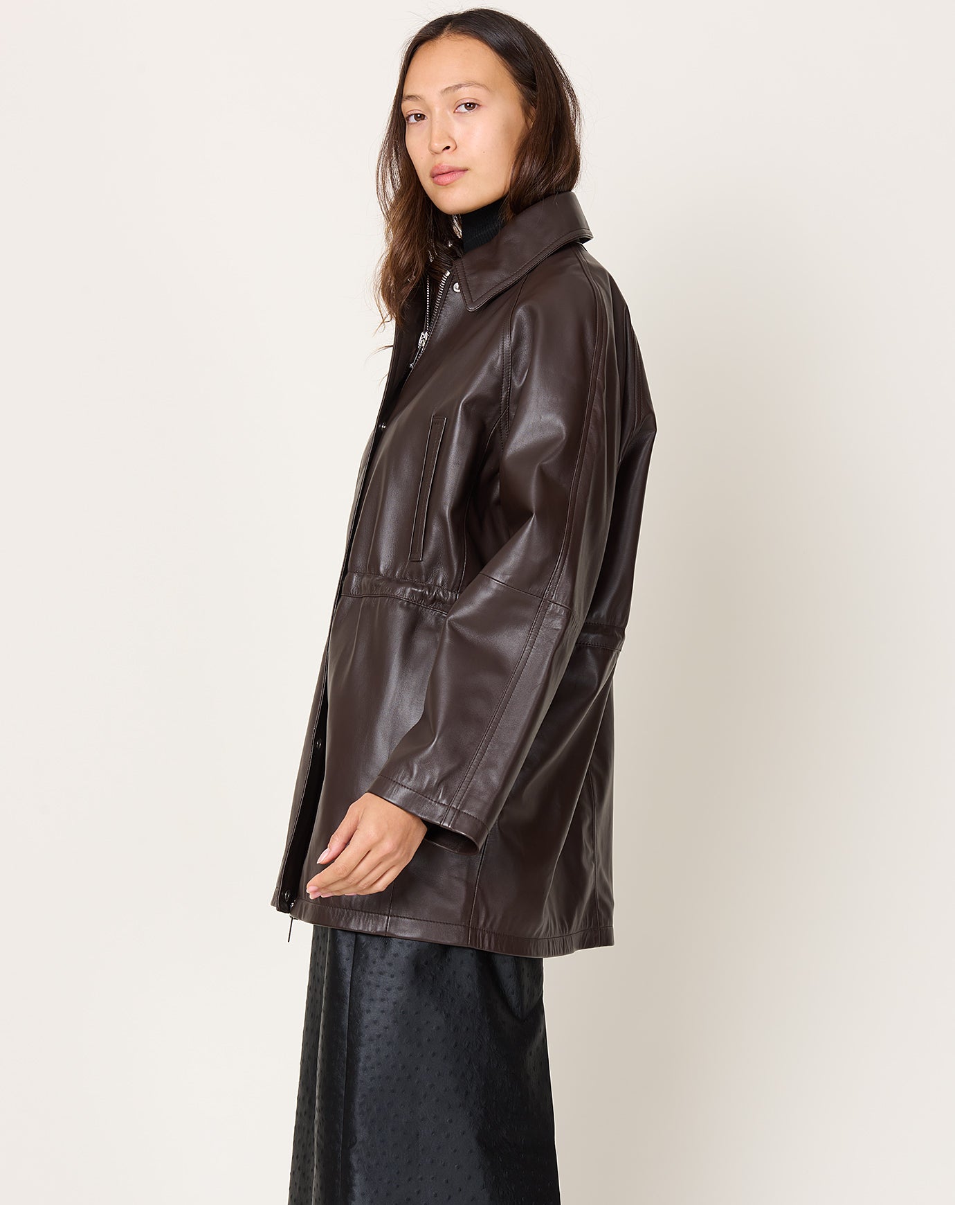 Cordera Nappa Trench Jacket in Brown