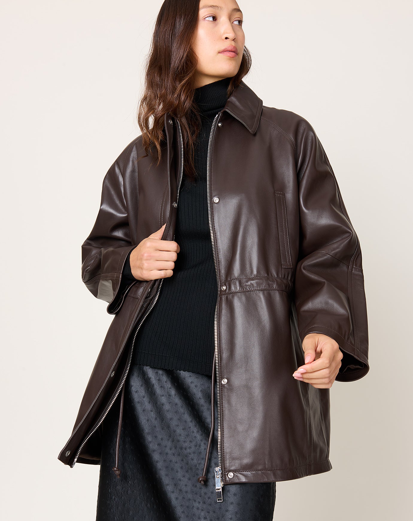 Cordera Nappa Trench Jacket in Brown