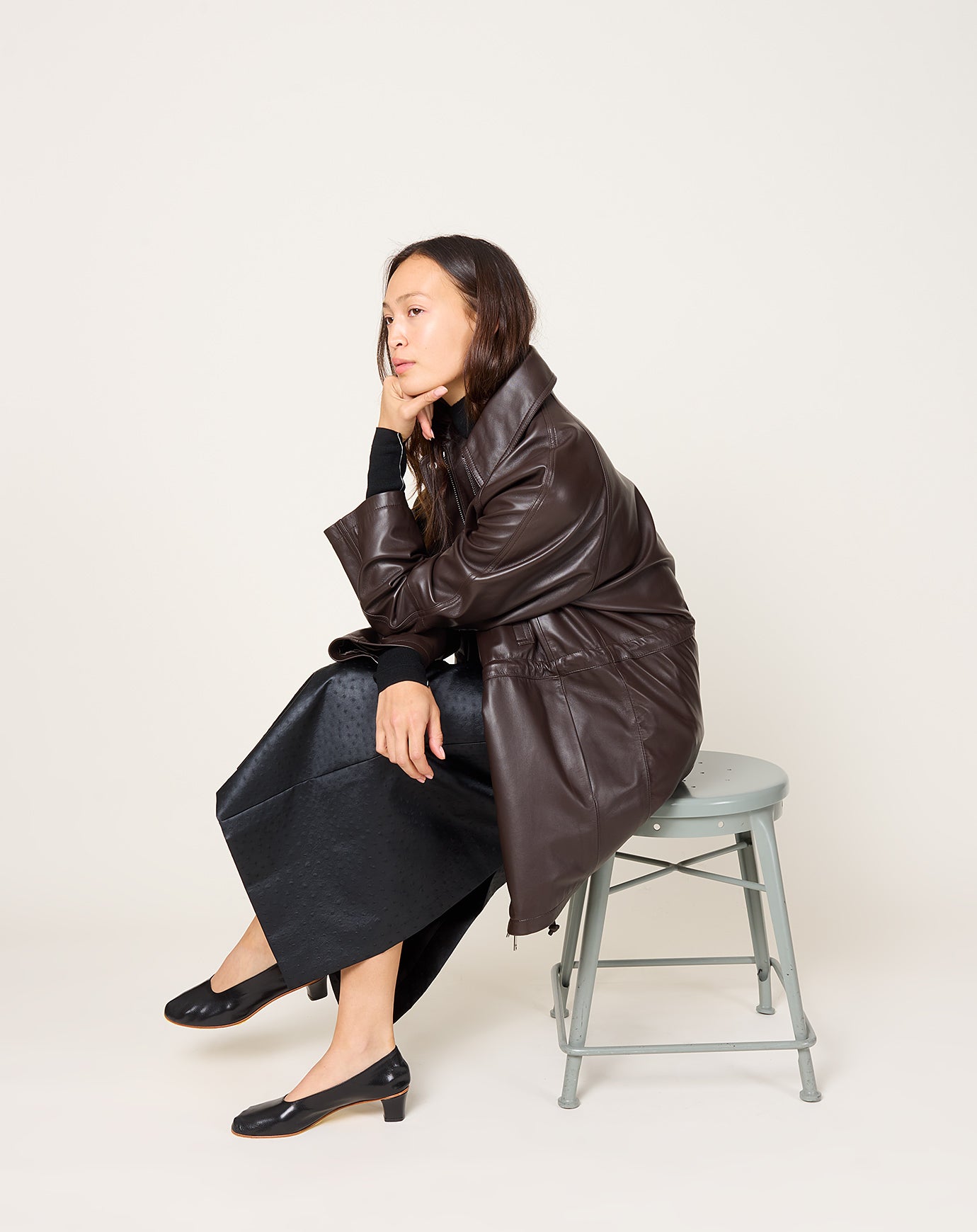 Cordera Nappa Trench Jacket in Brown